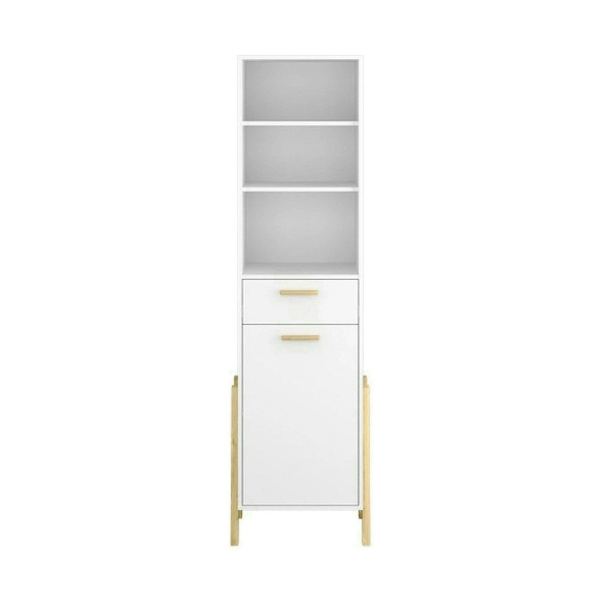 Dulap BELLE, alb/stejar auriu, PAL laminat, cu o usa si un sertar, 96x55x197 cm