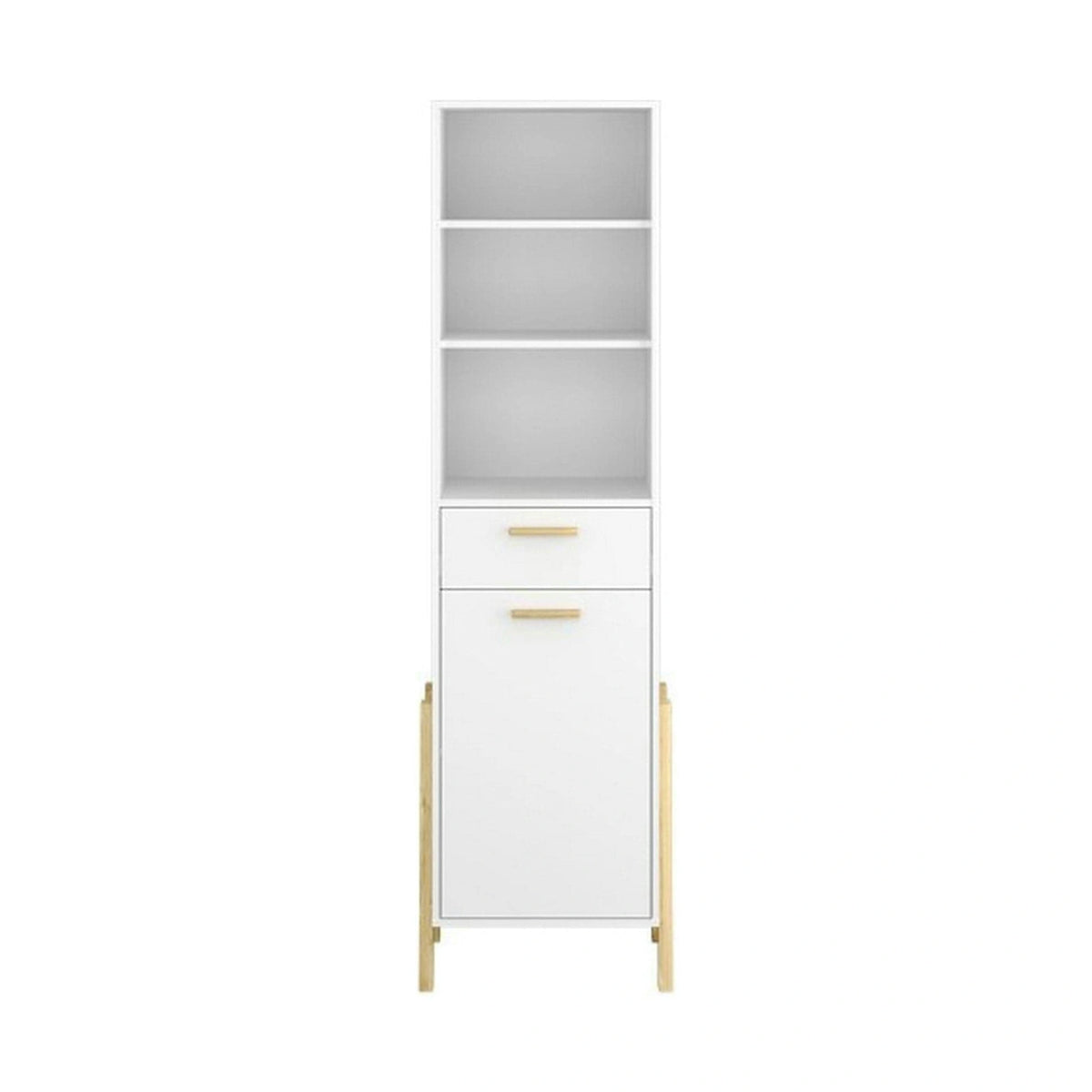 Dulap BELLE, alb/stejar auriu, PAL laminat, cu o usa si un sertar, 96x55x197 cm