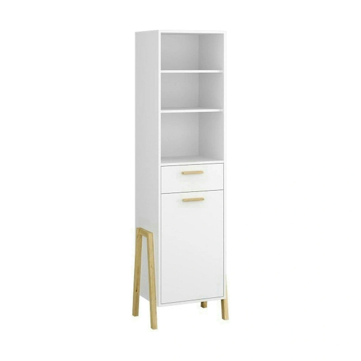Dulap BELLE, alb/stejar auriu, PAL laminat, cu o usa si un sertar, 96x55x197 cm