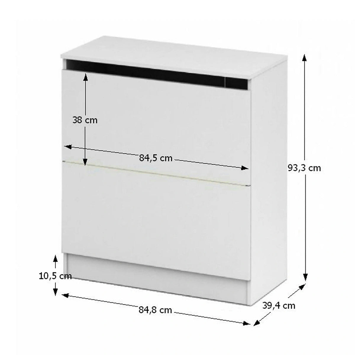 Dulap BETTY 2 BE-02-040, alb, DTD laminat, cu 2 usi, 85x39x93 cm