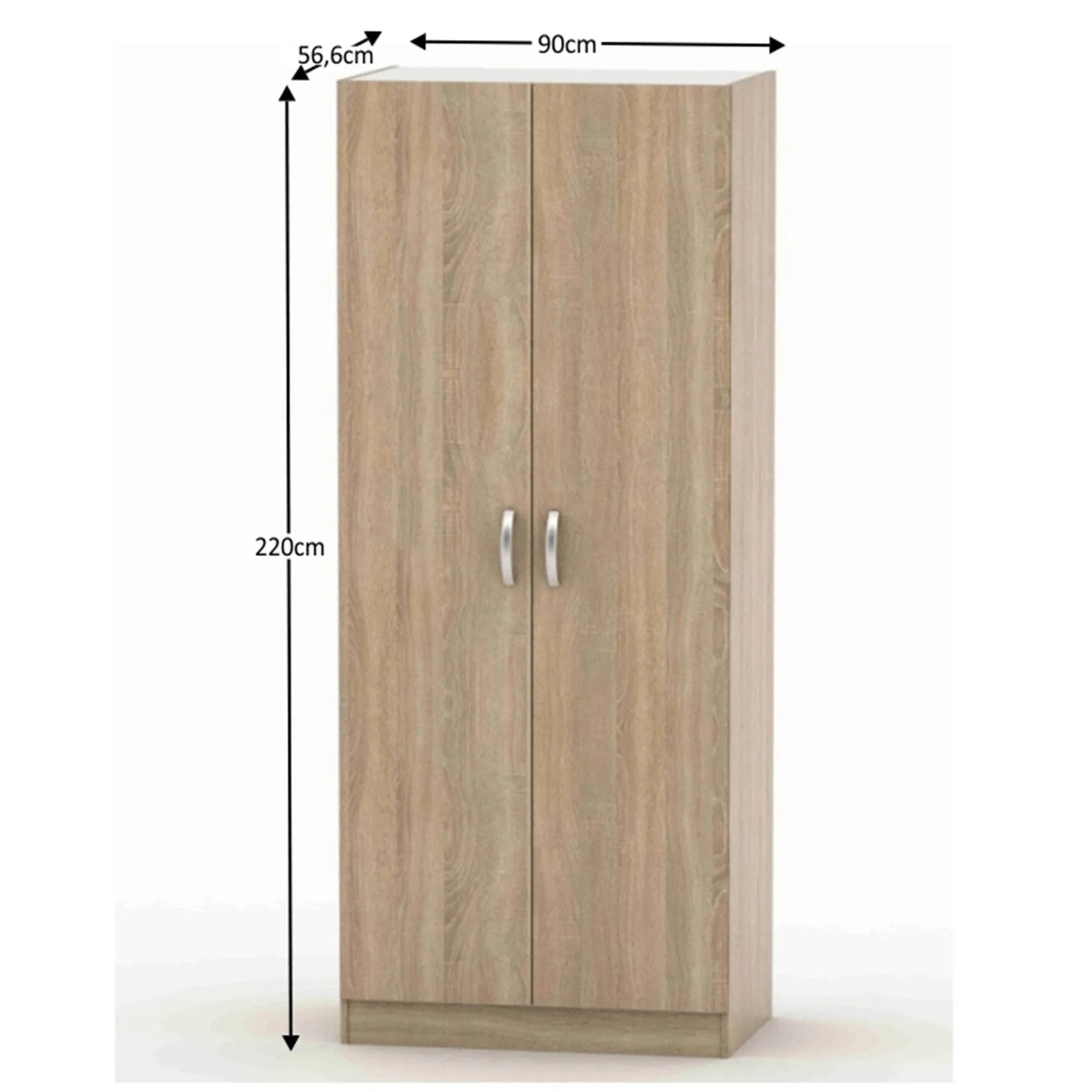Dulap BETTY 2 BE02-002-00, stejar sonoma, DTD laminat, cu 2 usi, 90x57x220 cm