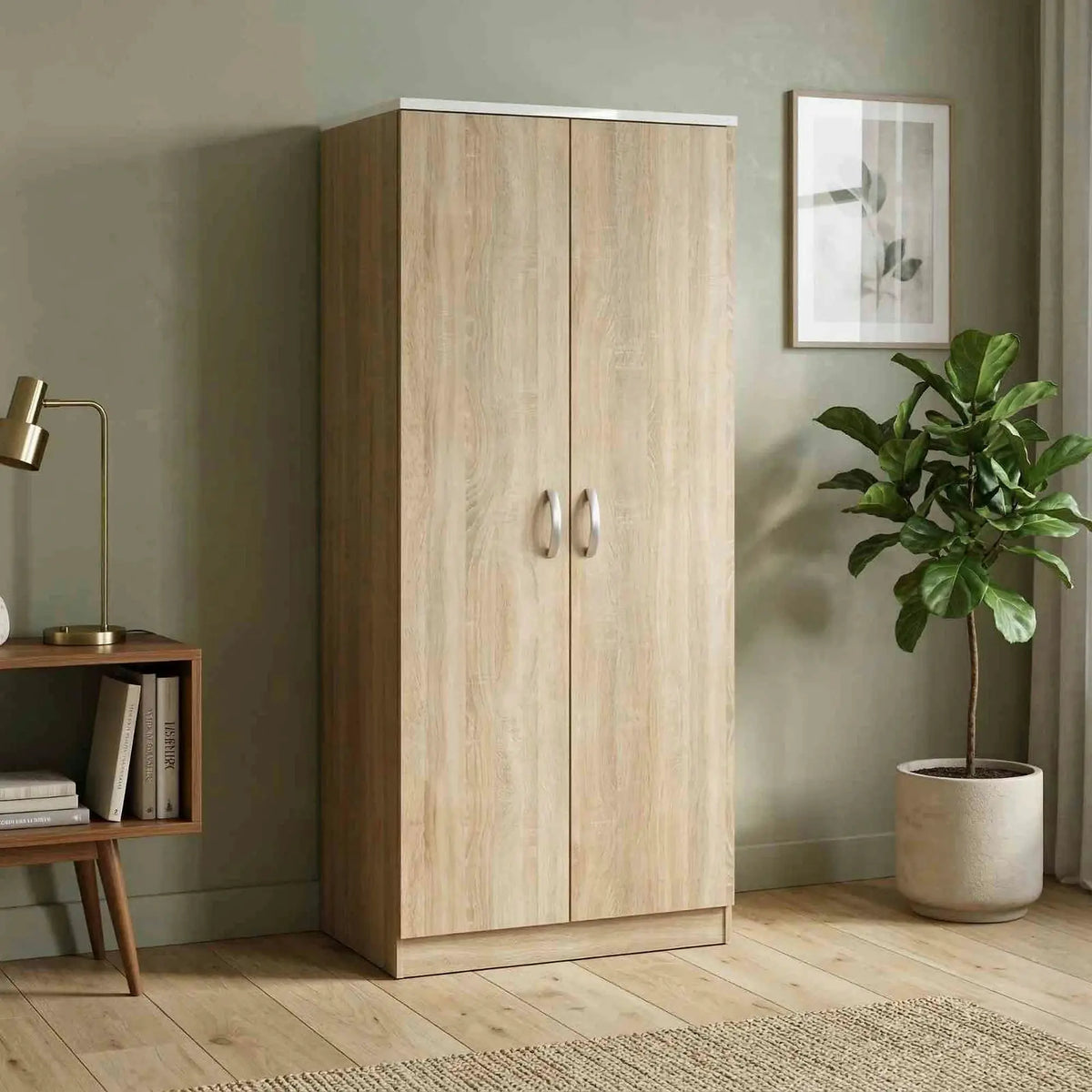 Dulap BETTY 2 BE02-003-00, stejar sonoma, DTD laminat, cu 2 usi, 90x57x220 cm