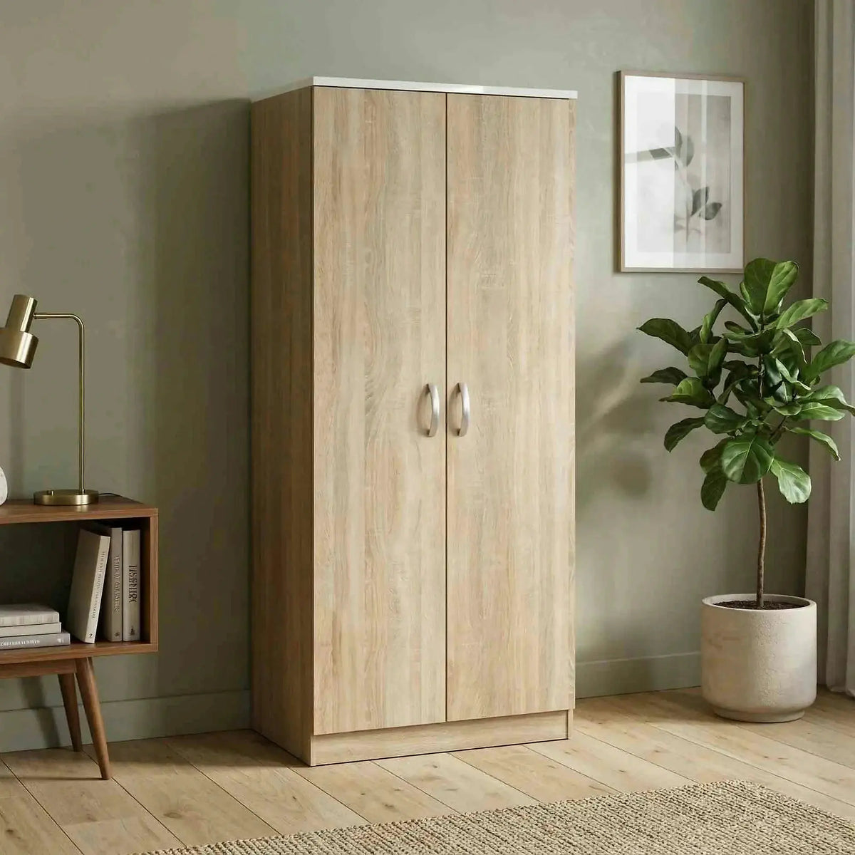 Dulap BETTY 2 BE02-003-00, stejar sonoma, DTD laminat, cu 2 usi, 90x57x220 cm