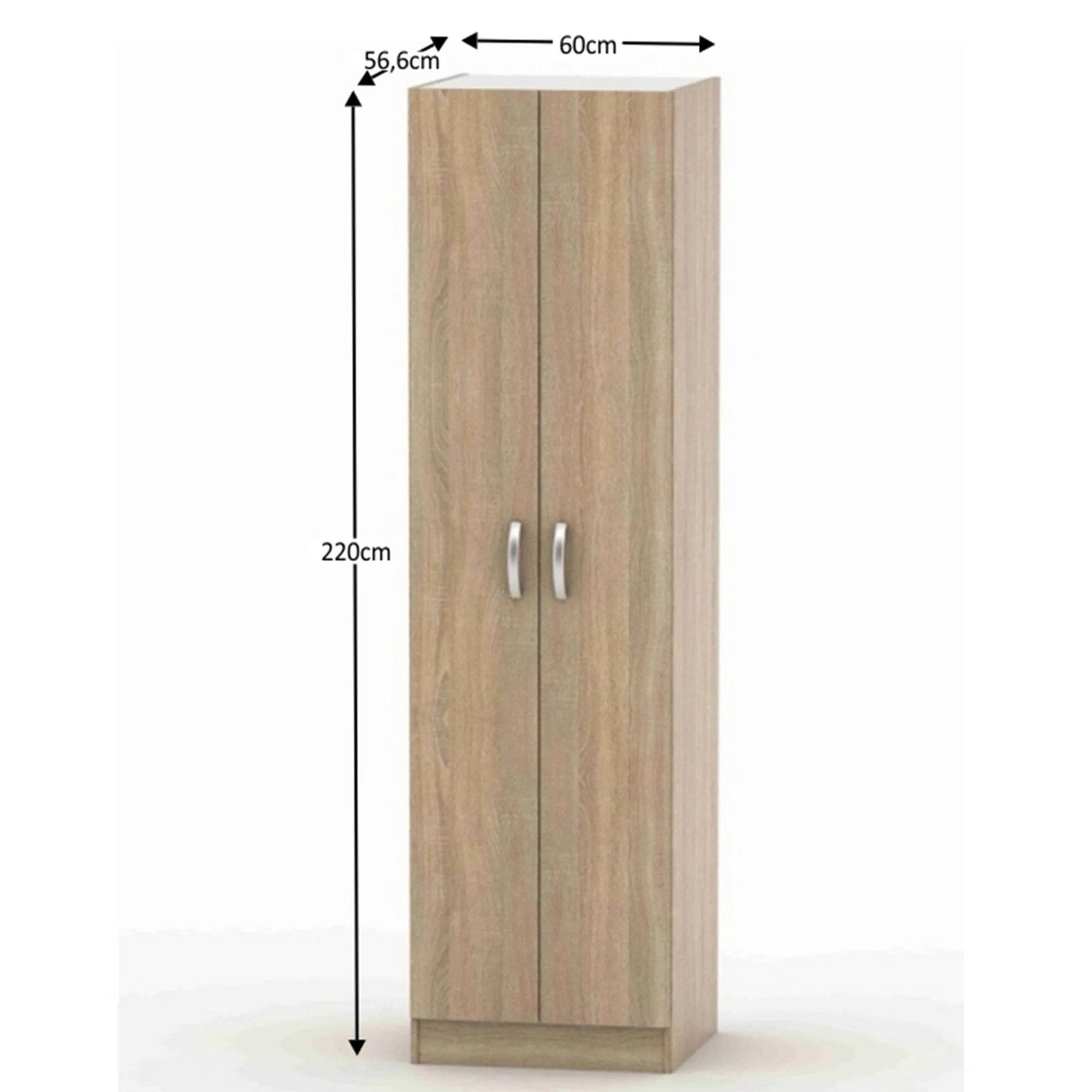 Dulap BETTY 2 BE02-004-00, stejar sonoma, PAL melaminat, cu 2 usi, 60x57x220 cm