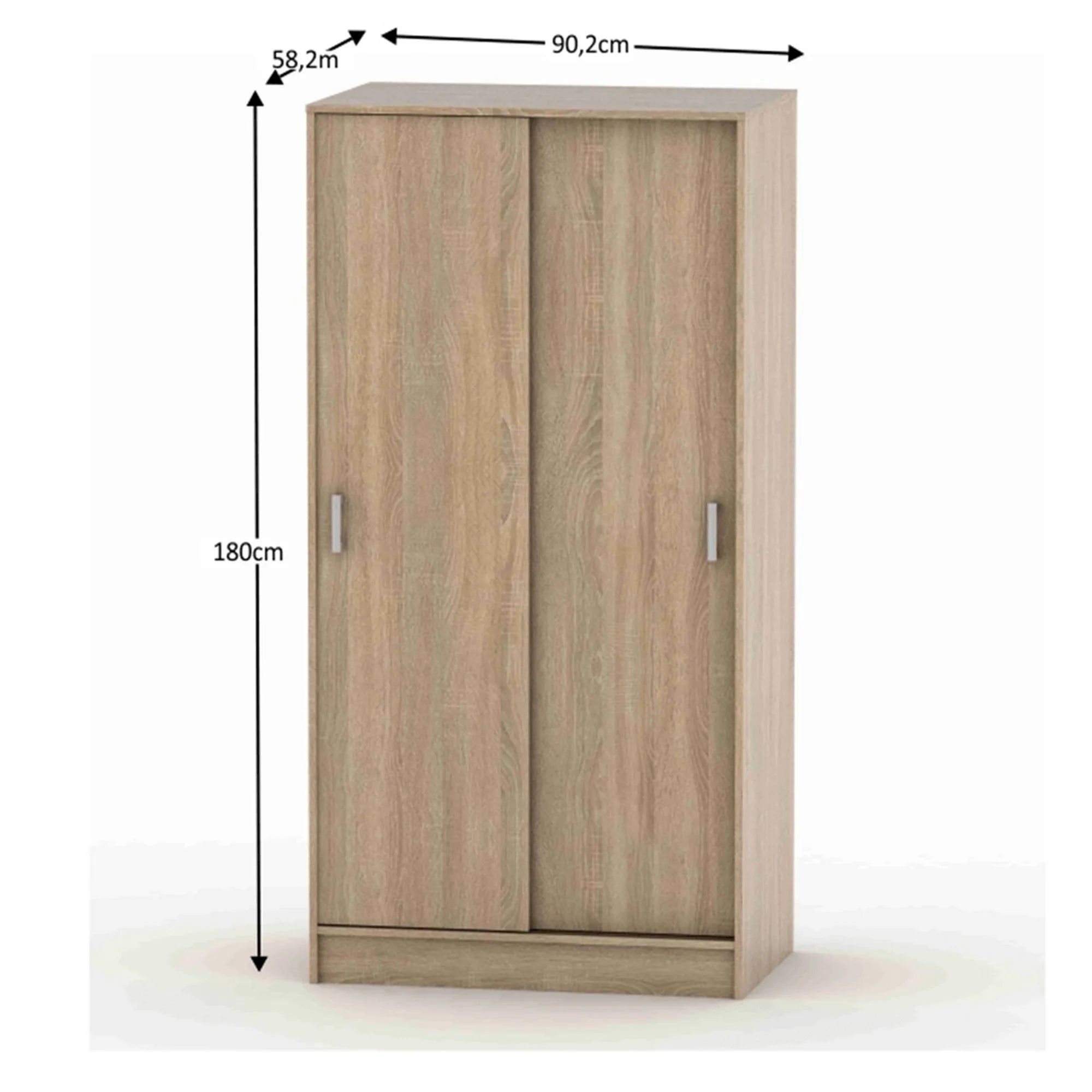 Dulap BETTY 4 BE04-001-00, stejar sonoma, DTD laminat, cu 2 usi, 90x58x180 cm