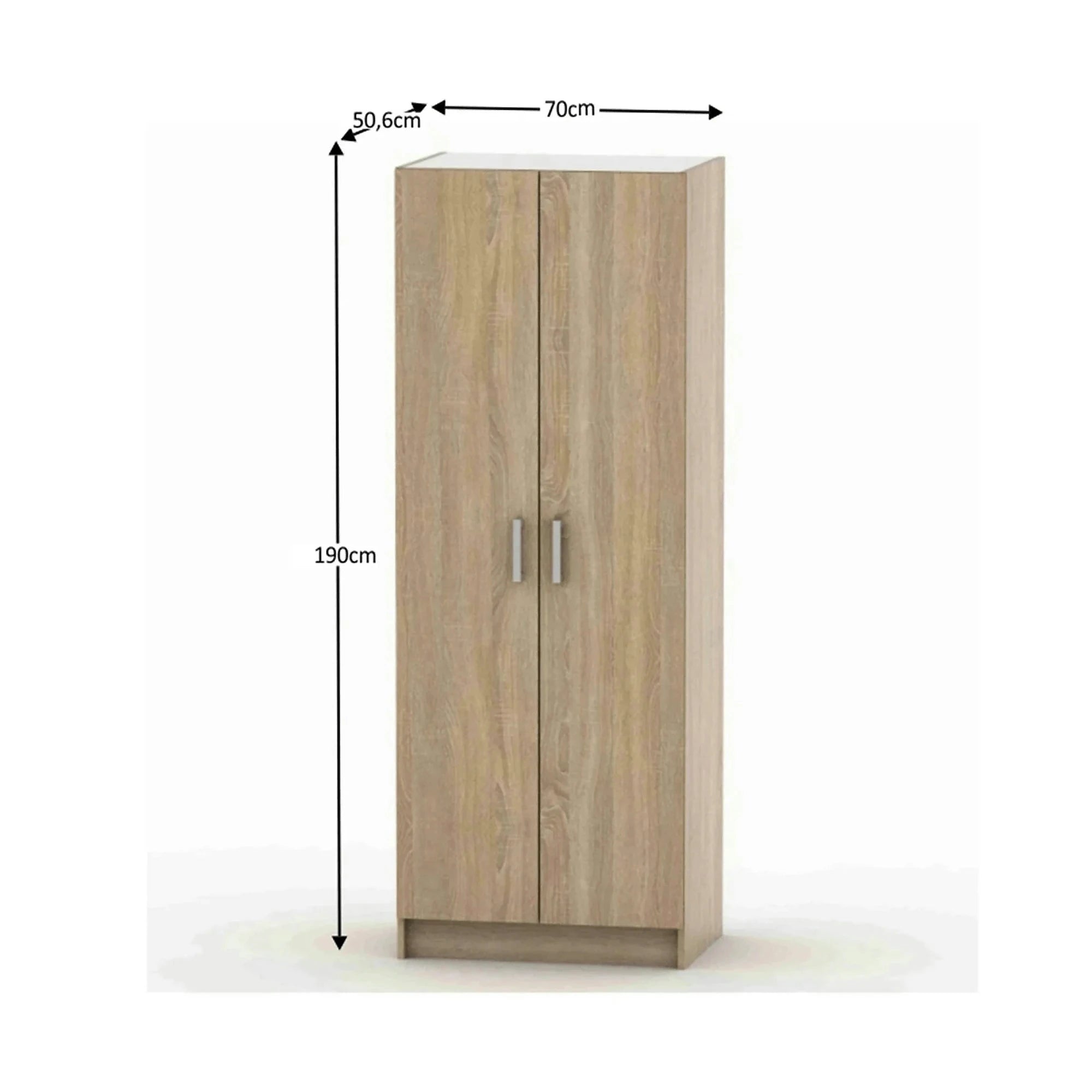 Dulap BETTY 7 BE07-009-00, stejar sonoma, DTD laminat, cu 2 usi, 70x51x190 cm