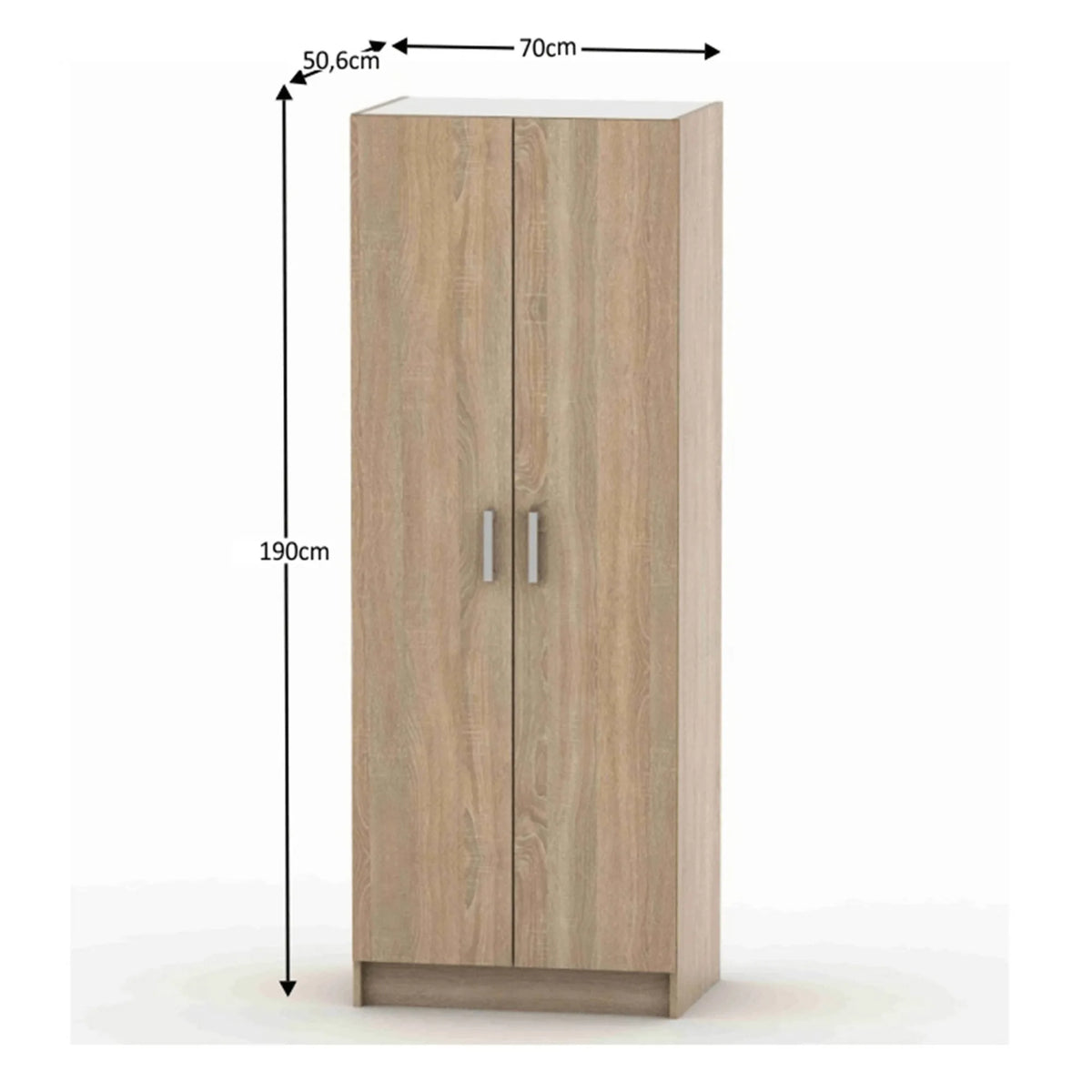Dulap BETTY 7 BE07-009-00, stejar sonoma, DTD laminat, cu 2 usi, 70x51x190 cm
