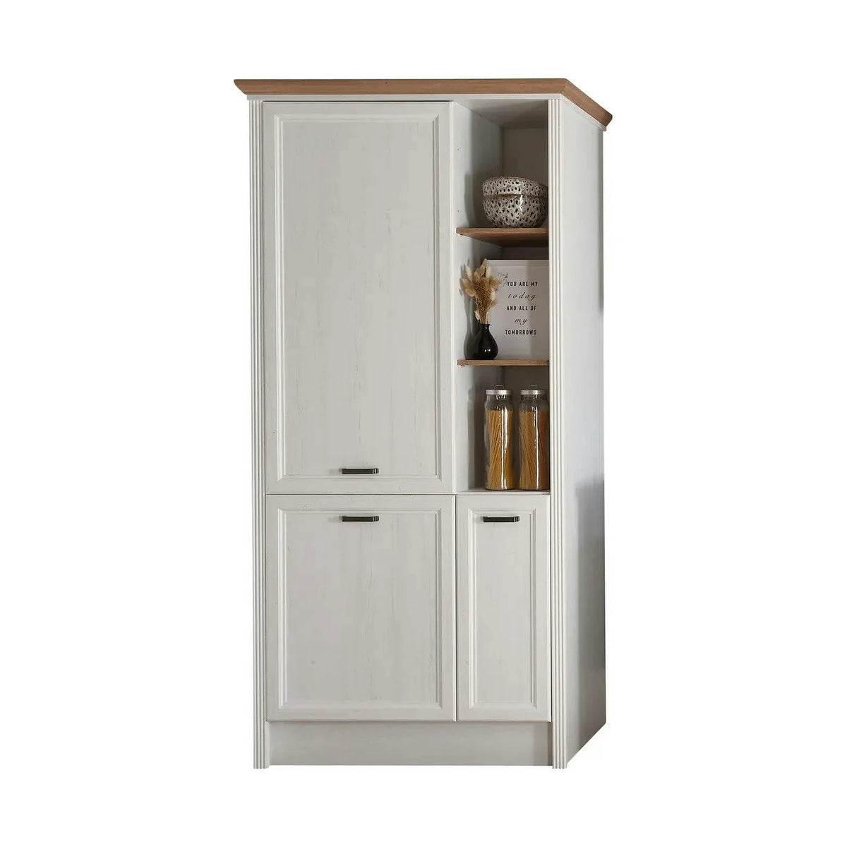Dulap bucatarie JASMIN, alb/stejar artisan, PAL, 104x60x218 cm
