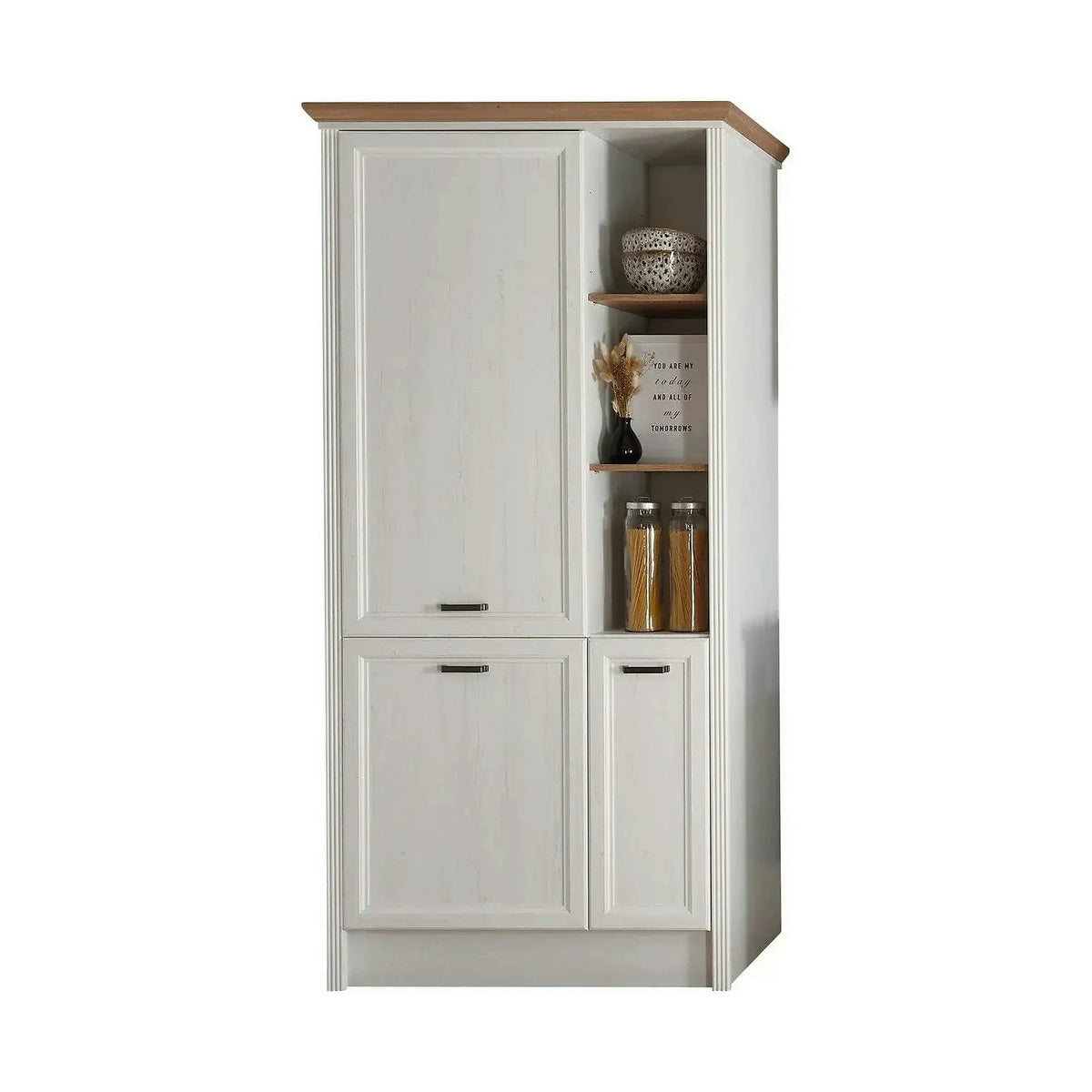 Dulap bucatarie JASMIN, alb/stejar artisan, PAL, 104x60x218 cm
