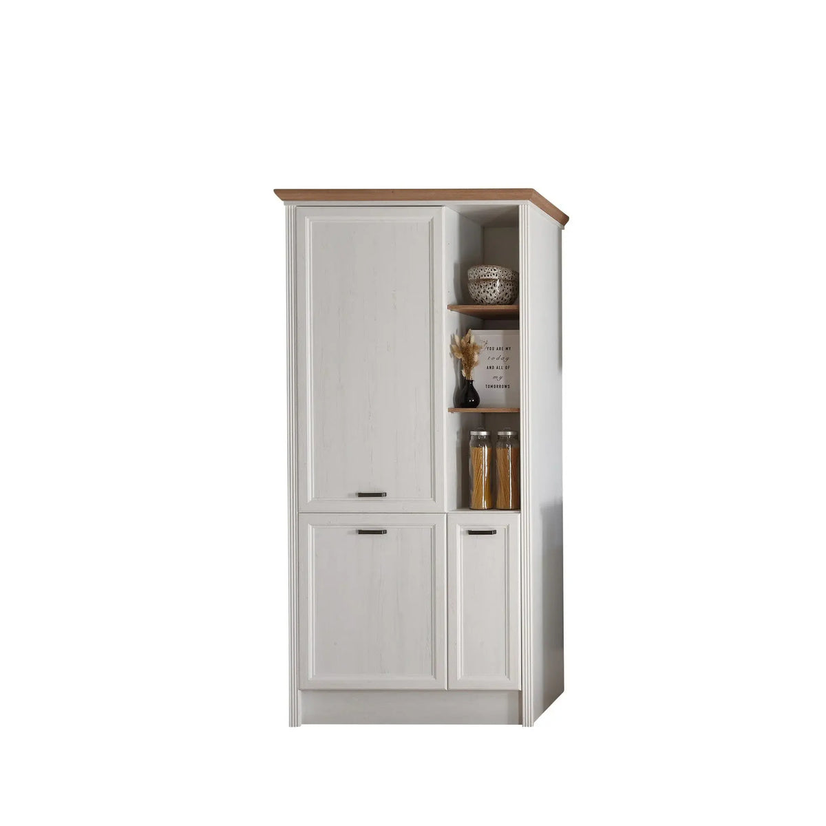 Dulap bucatarie JASMIN, alb/stejar artisan, PAL, 104x60x218 cm