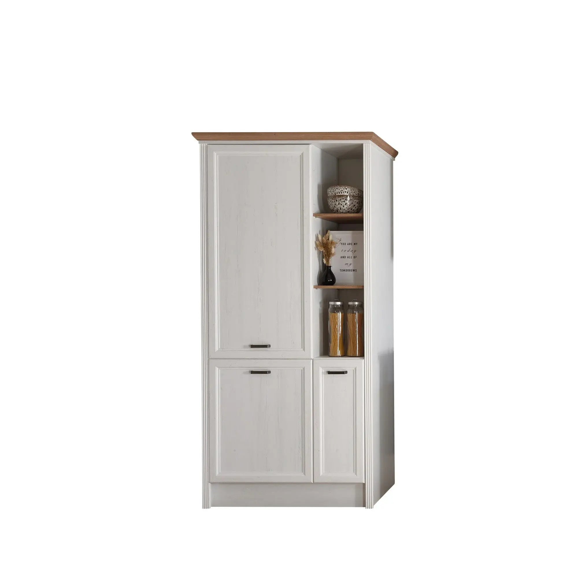 Dulap bucatarie JASMIN, alb/stejar artisan, PAL, 104x60x218 cm