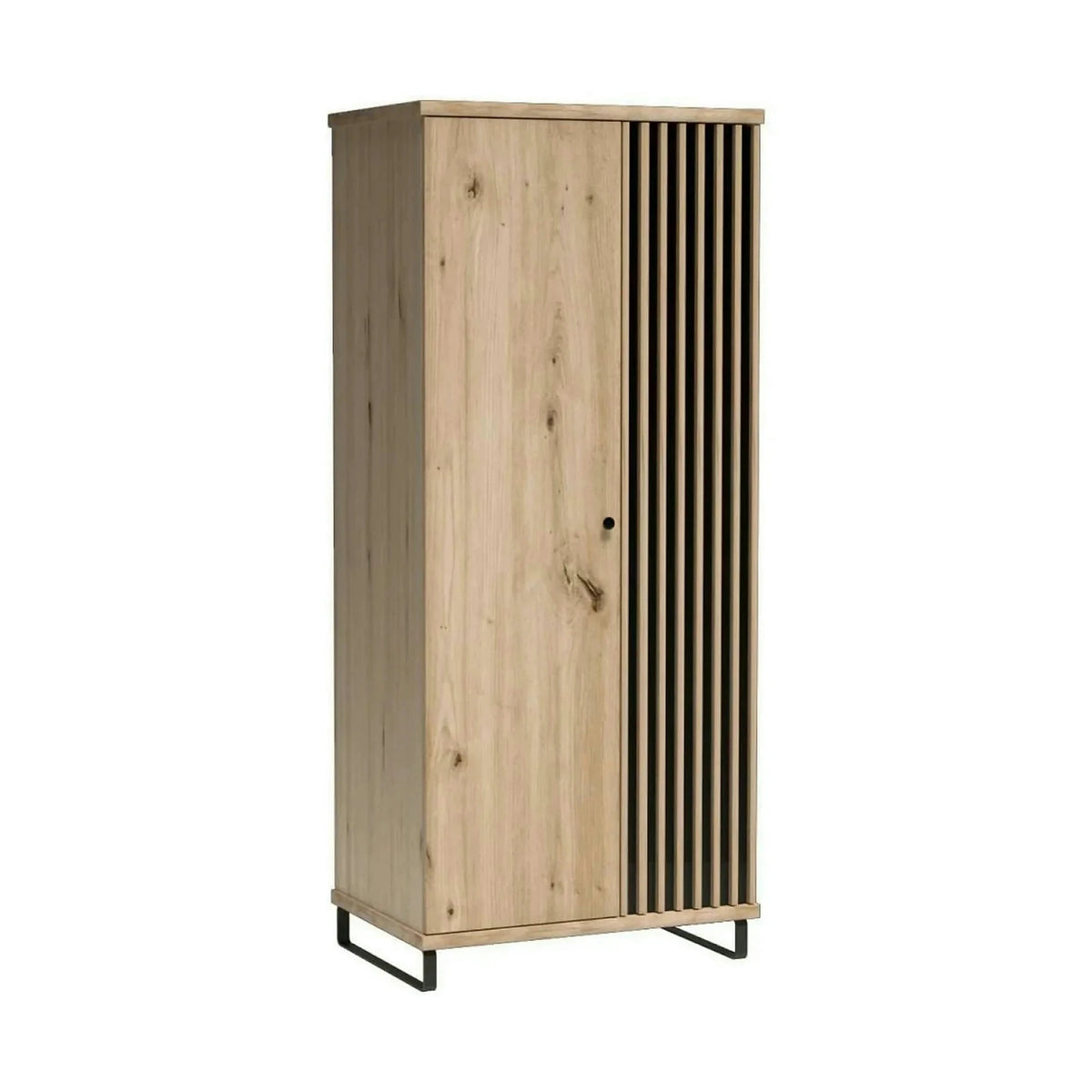 Dulap CALIA C1, stejar artisan/negru, PAL laminat, cu 2 usi, 86x58x191 cm