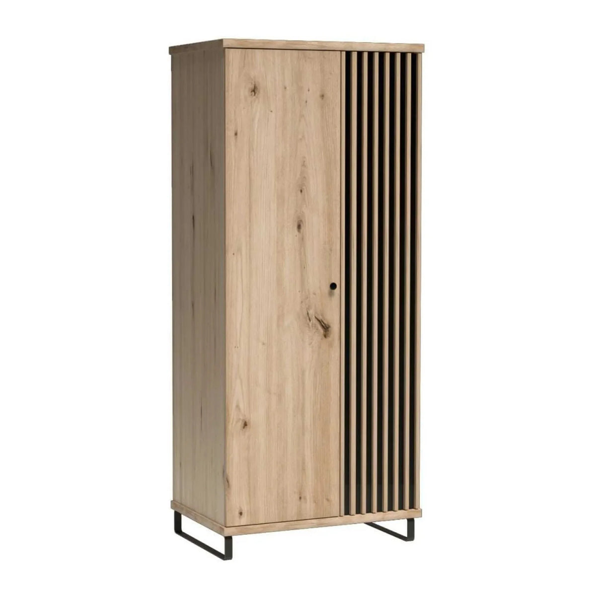 Dulap CALIA C1, stejar artisan/negru, PAL laminat, cu 2 usi, 86x58x191 cm