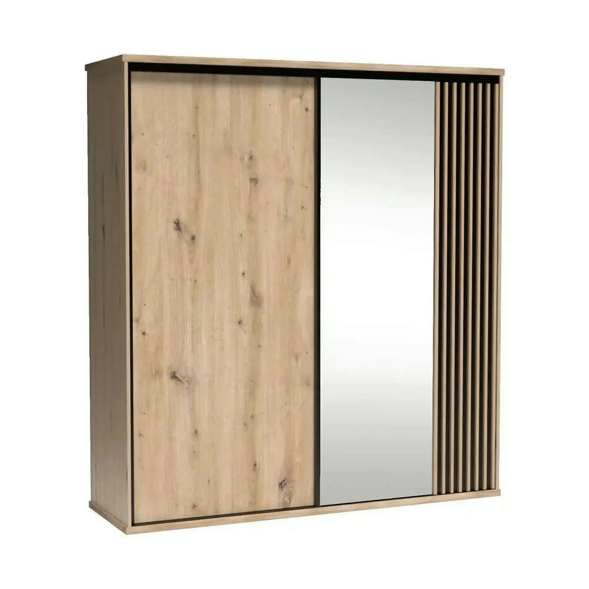 Dulap CALIA C15, stejar artisan/negru, PAL laminat, cu 2 usi, 199x60x216 cm