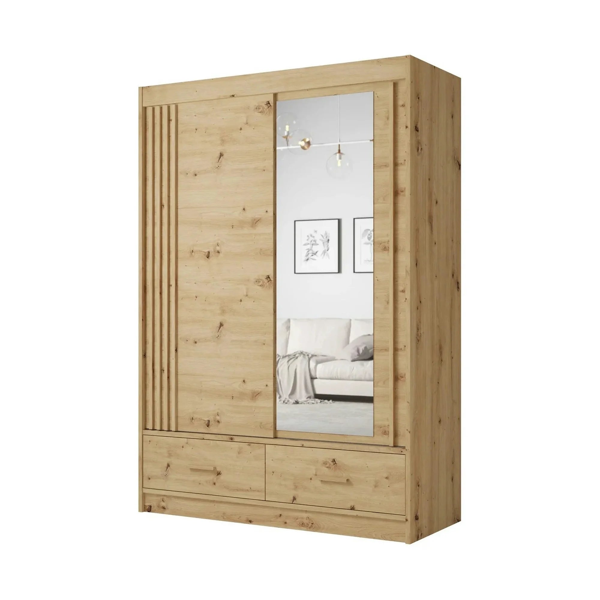 Dulap CANADA CA1-150, stejar artisan, PAL, cu 2 usi si 2 sertare, 150x60x215 cm