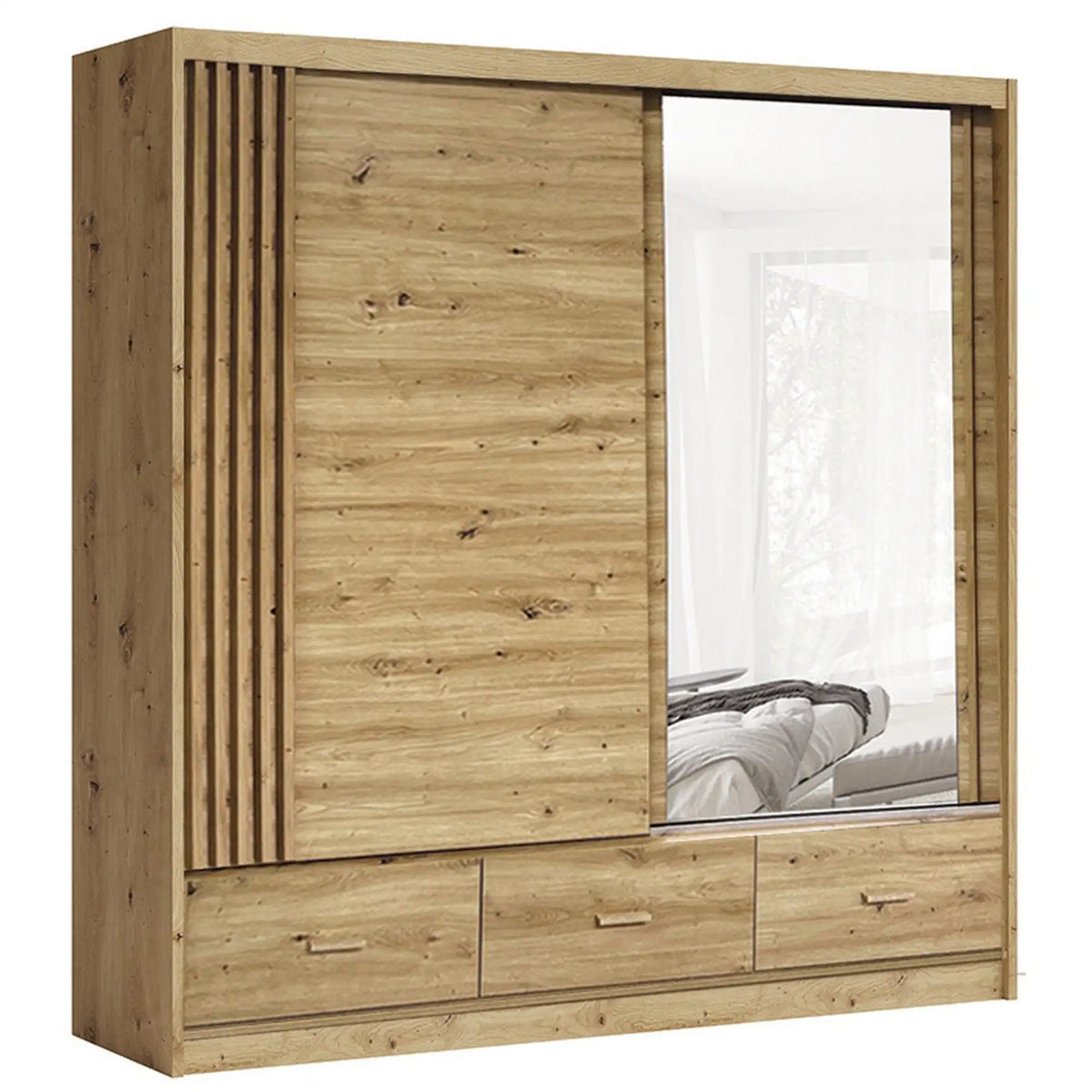 Dulap haine dressing CANADA CA1-200, stejar artisan, PAL, cu 2 usi si 3 sertare, 200x60x215 cm