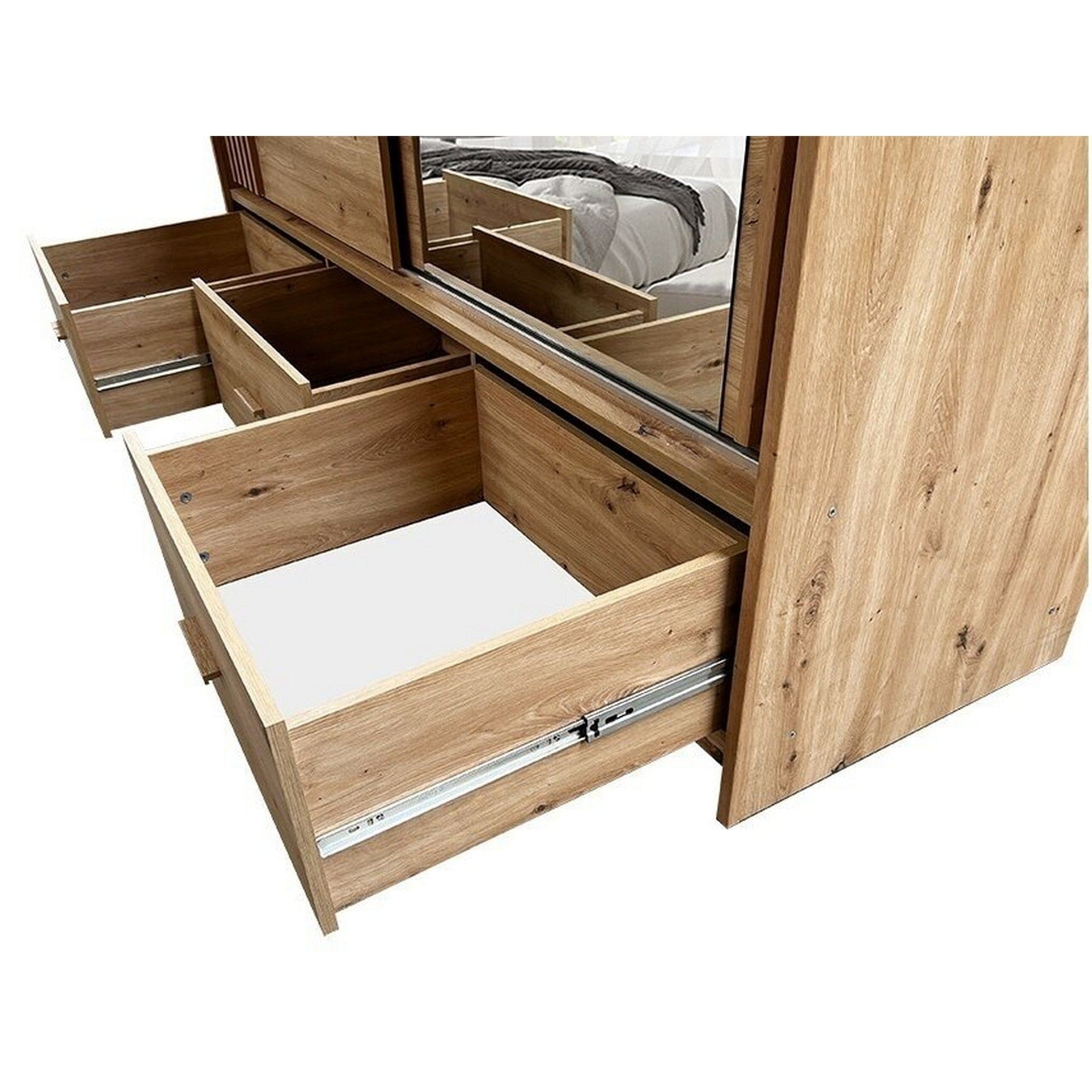 Dulap CANADA CA2-200, stejar artisan/gri grafit, PAL, cu 2 usi si 3 sertare, 200x60x215 cm