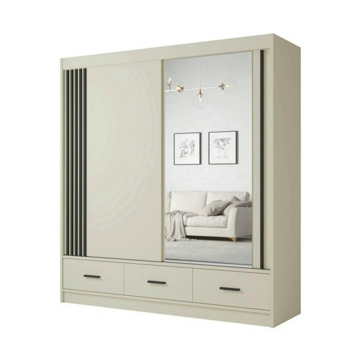 Dulap CANADA CA34-200, casmir/negru, PAL, cu 2 usi si 3 sertare, 200x60x215 cm