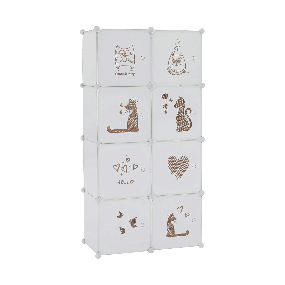 Dulap copii KIRBY, alb/maro, metal/plastic, 75x37x147 cm