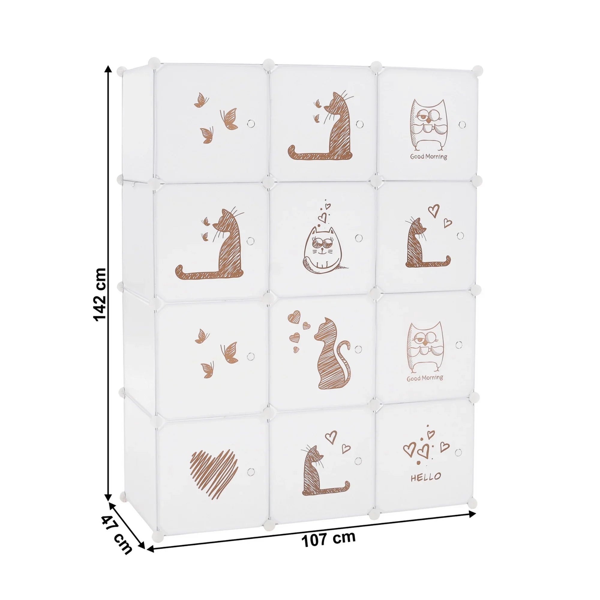 Dulap copii KITARO, alb, metal/plastic, 107x47x142 cm