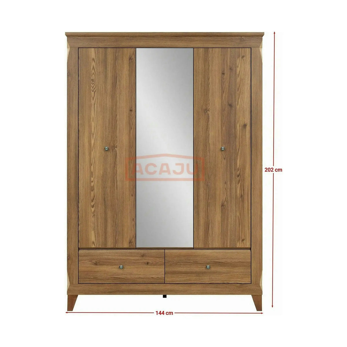 Dulap cu 3 usi si 2 sertare BERGEN, stejar zada Sibiu, PAL, 144x63x202 cm