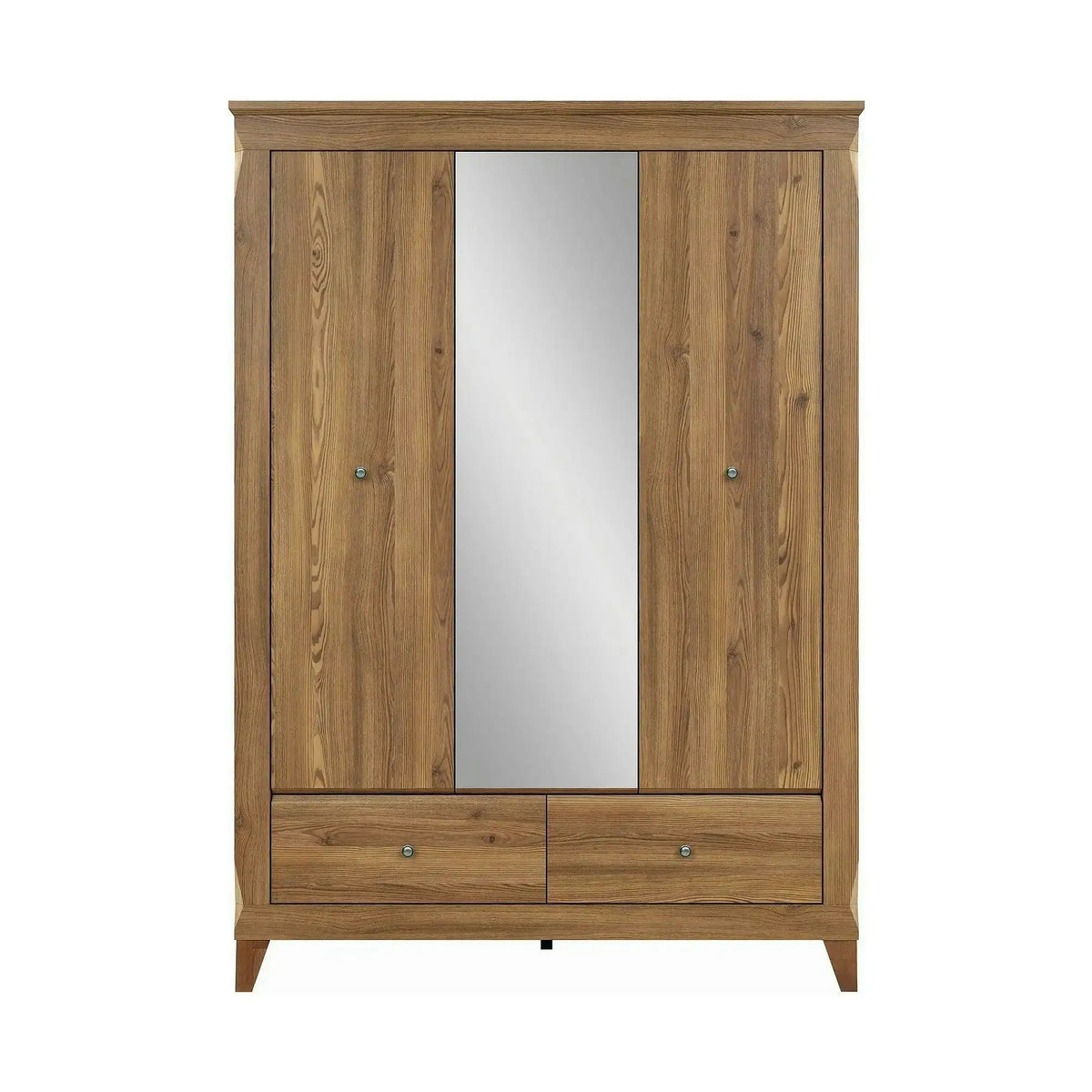 Dulap cu 3 usi si 2 sertare BERGEN, stejar zada Sibiu, PAL, 144x63x202 cm