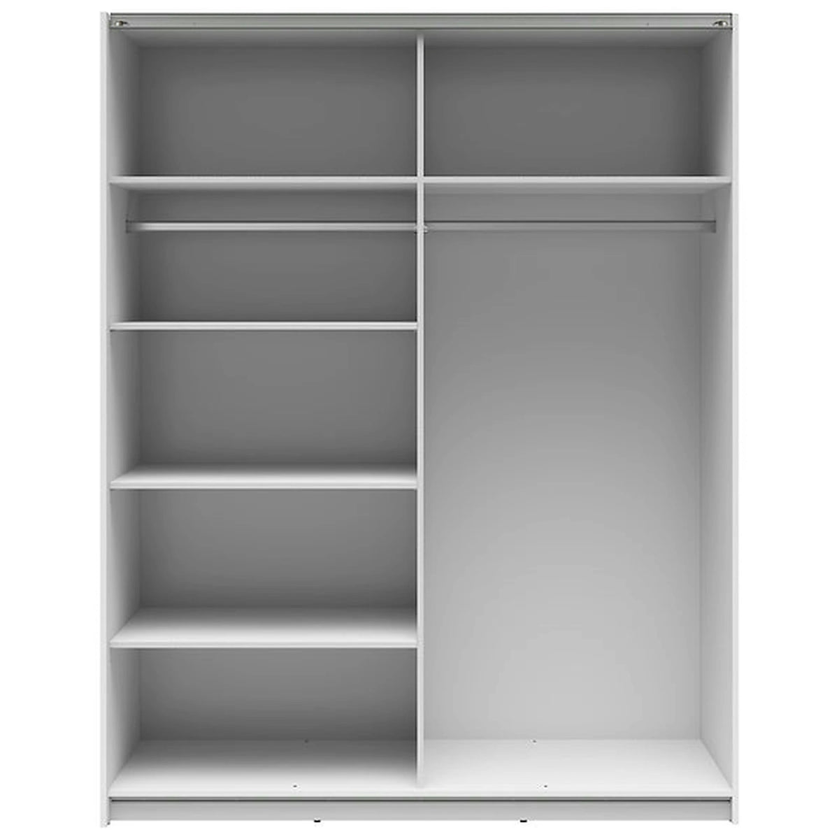 Dulap cu doua usi si oglinda TETRIX, alb lucios, PAL, cu 2 usi si oglinda, 154x60x196 cm