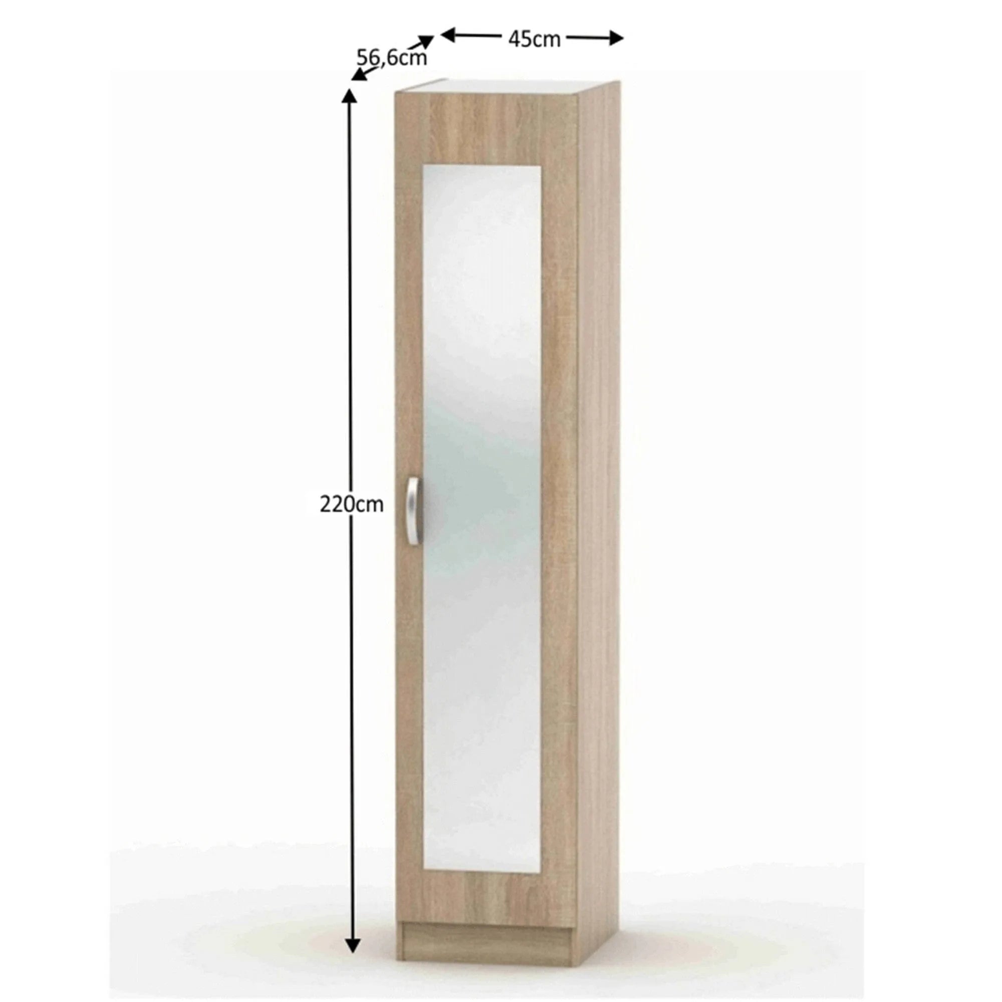 Dulap cu oglinda BETTY 2 BE02-005-00, stejar sonoma, PAL melaminat, cu o usa, 45x57x220 cm