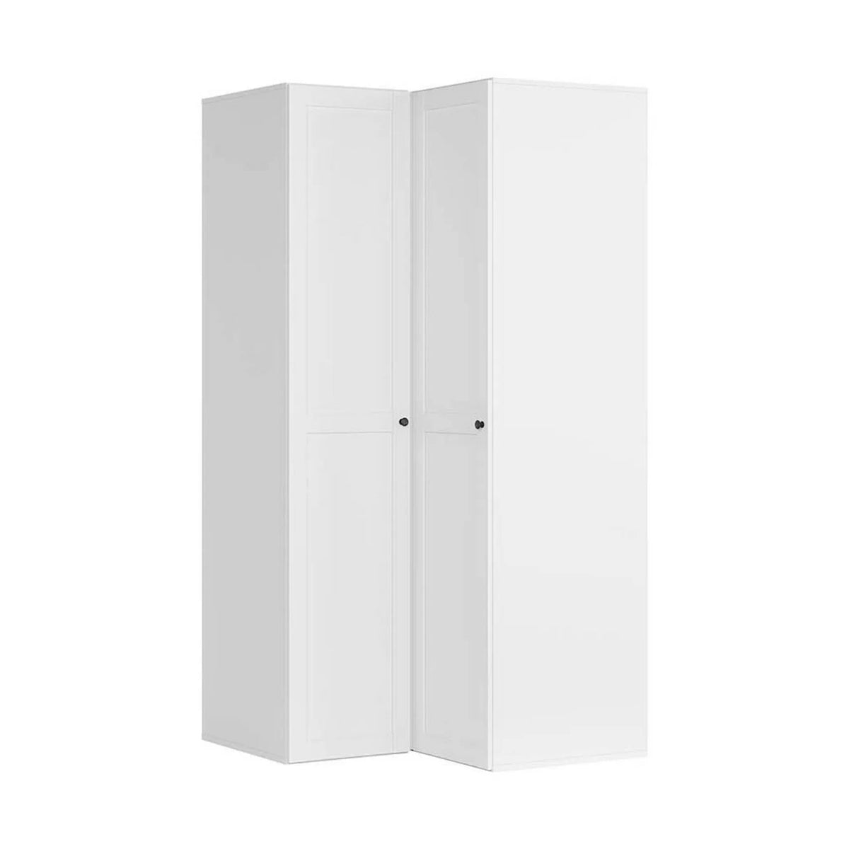 Dulap de colt FLEX, alb, PAL, cu 2 usi, 118x118x240 cm