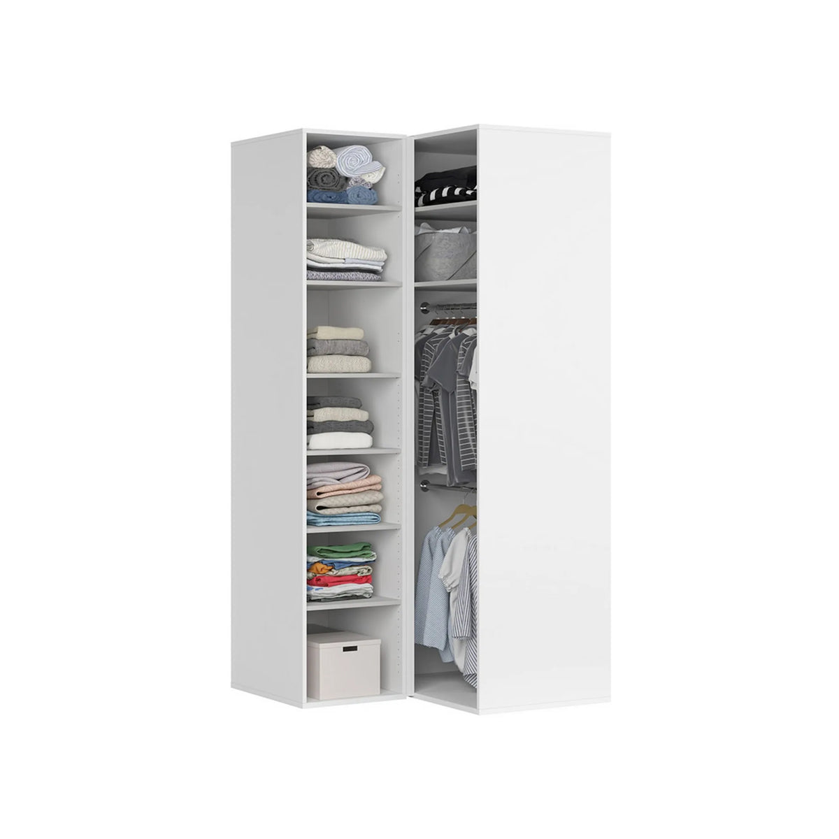 Dulap de colt FLEX, alb, PAL, cu 2 usi, 118x118x240 cm