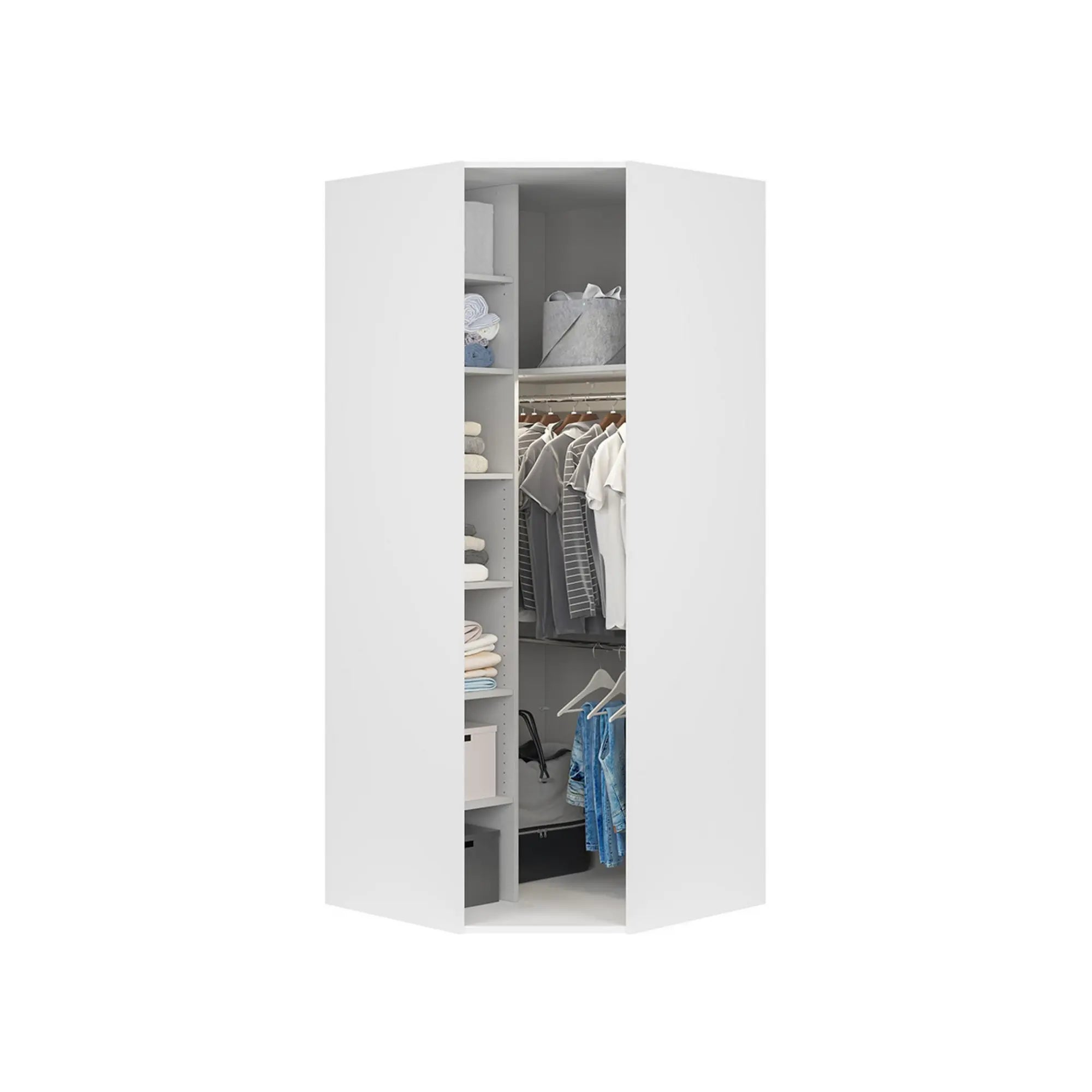 Dulap de colt FLEZ, alb, PAL, cu o usa, 103x103x240 cm