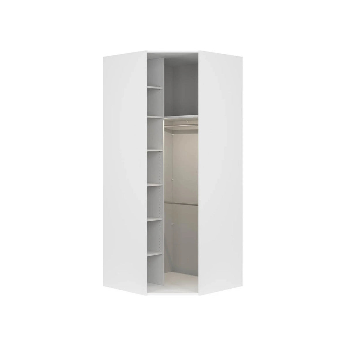 Dulap de colt FLEZ, alb, PAL, cu o usa, 103x103x240 cm