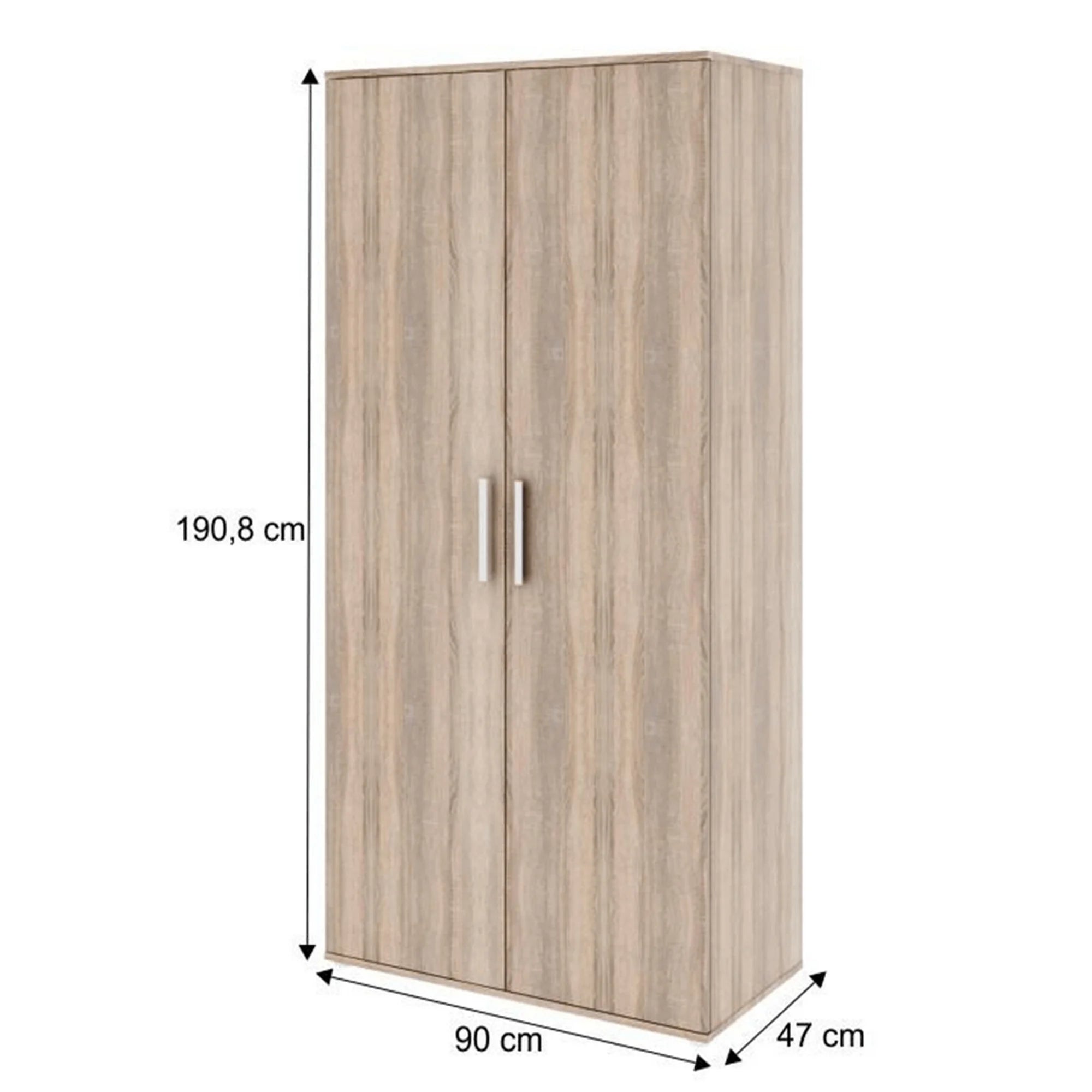 Dulap DUNAJ TIP 2, stejar sonoma, DTD laminat, cu 2 usi, 90x47x191 cm
