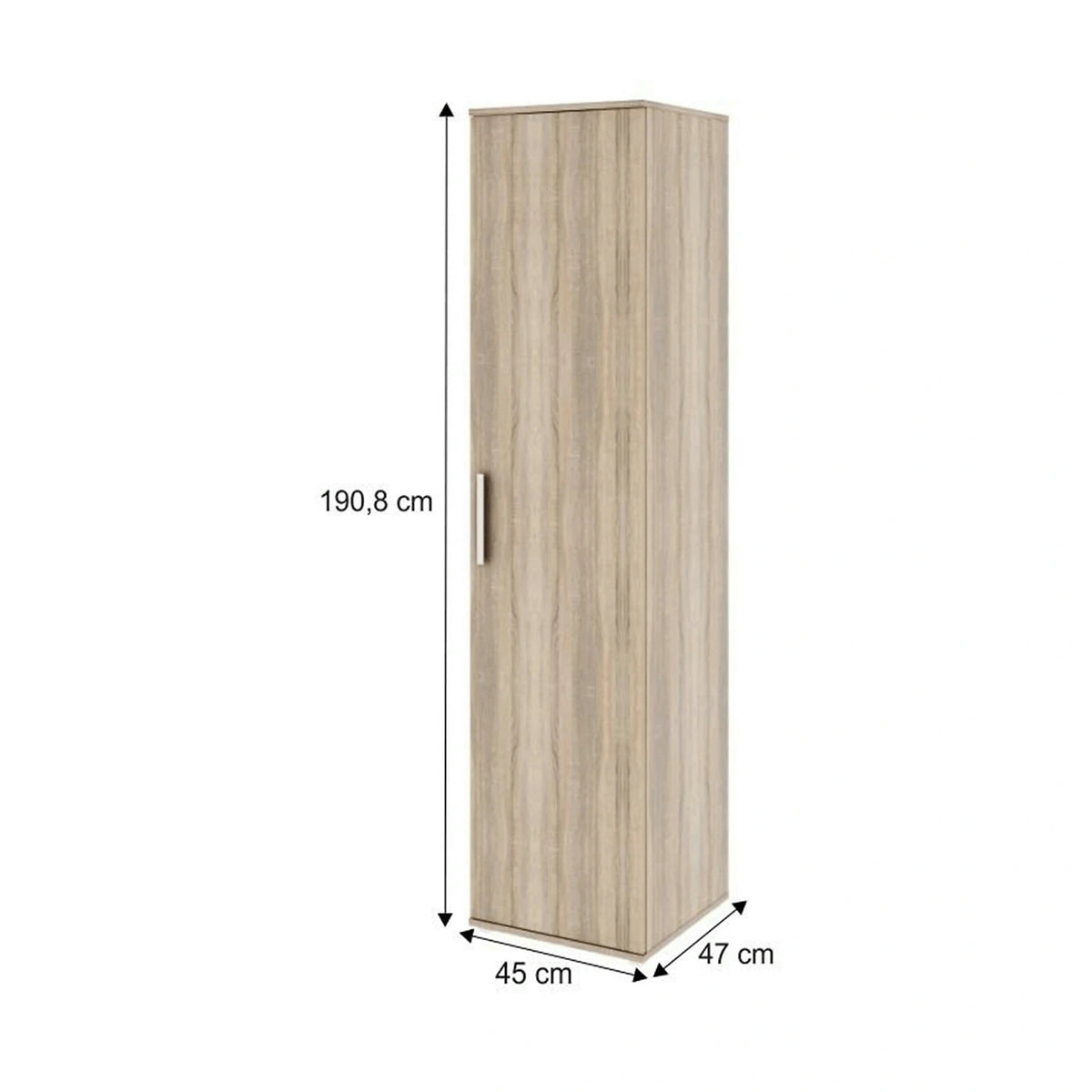 Dulap DUNAJ Tip3, stejar sonoma, PAL melaminat/stejar, cu o usa, 45x47x191 cm