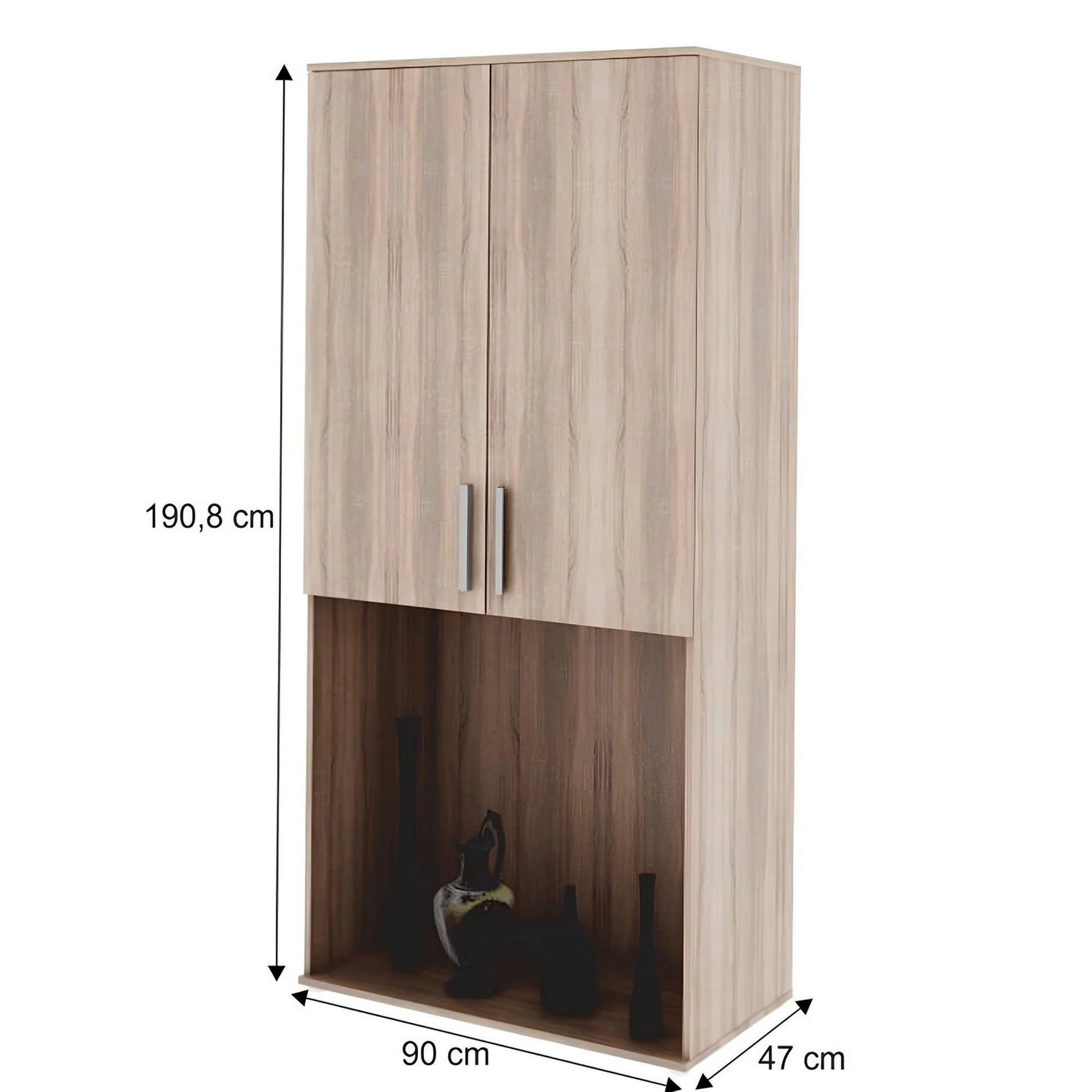 Dulap DUNAJ TIPUL5, stejar sonoma, PAL melaminat/metal, cu 2 usi, 90x47x191 cm