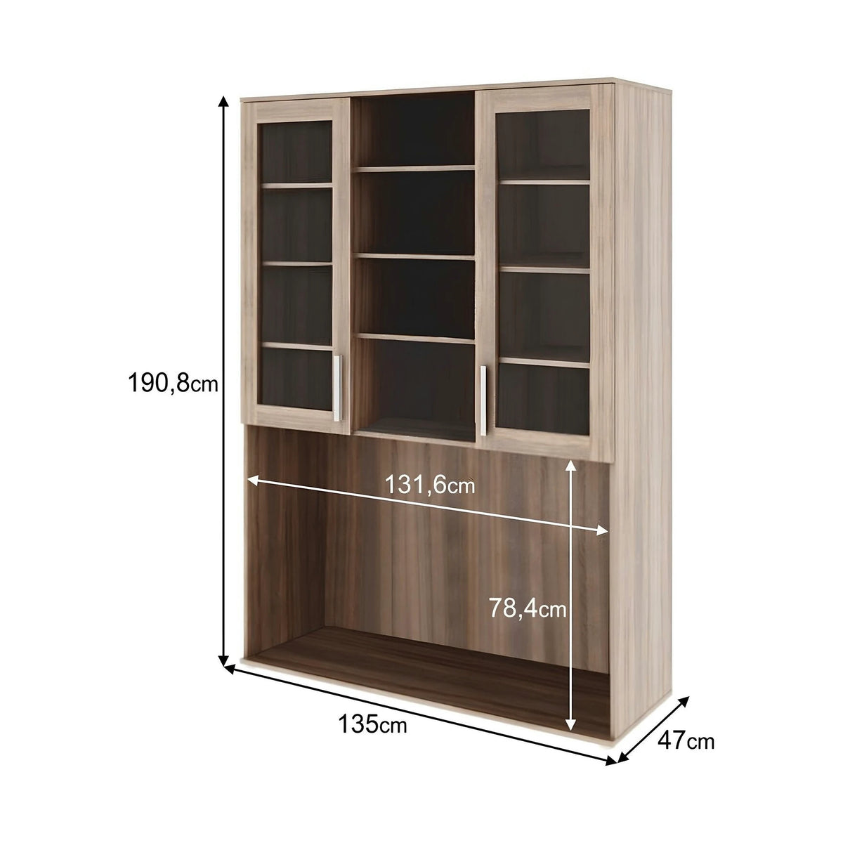 Dulap DUNAJ TIPUL6, stejar sonoma, PAL melaminat/metal, cu 2 usi, 135x47x191 cm
