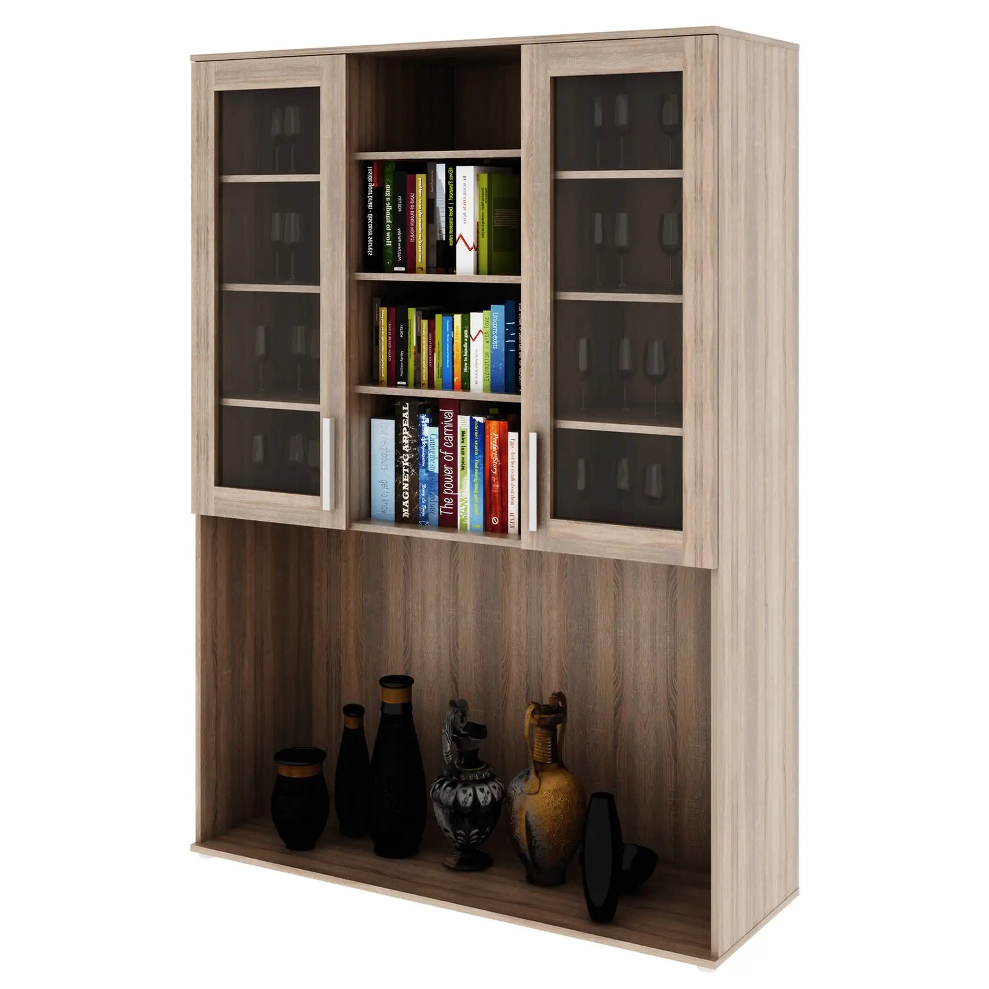 Dulap DUNAJ TIPUL6, stejar sonoma, PAL melaminat/metal, cu 2 usi, 135x47x191 cm