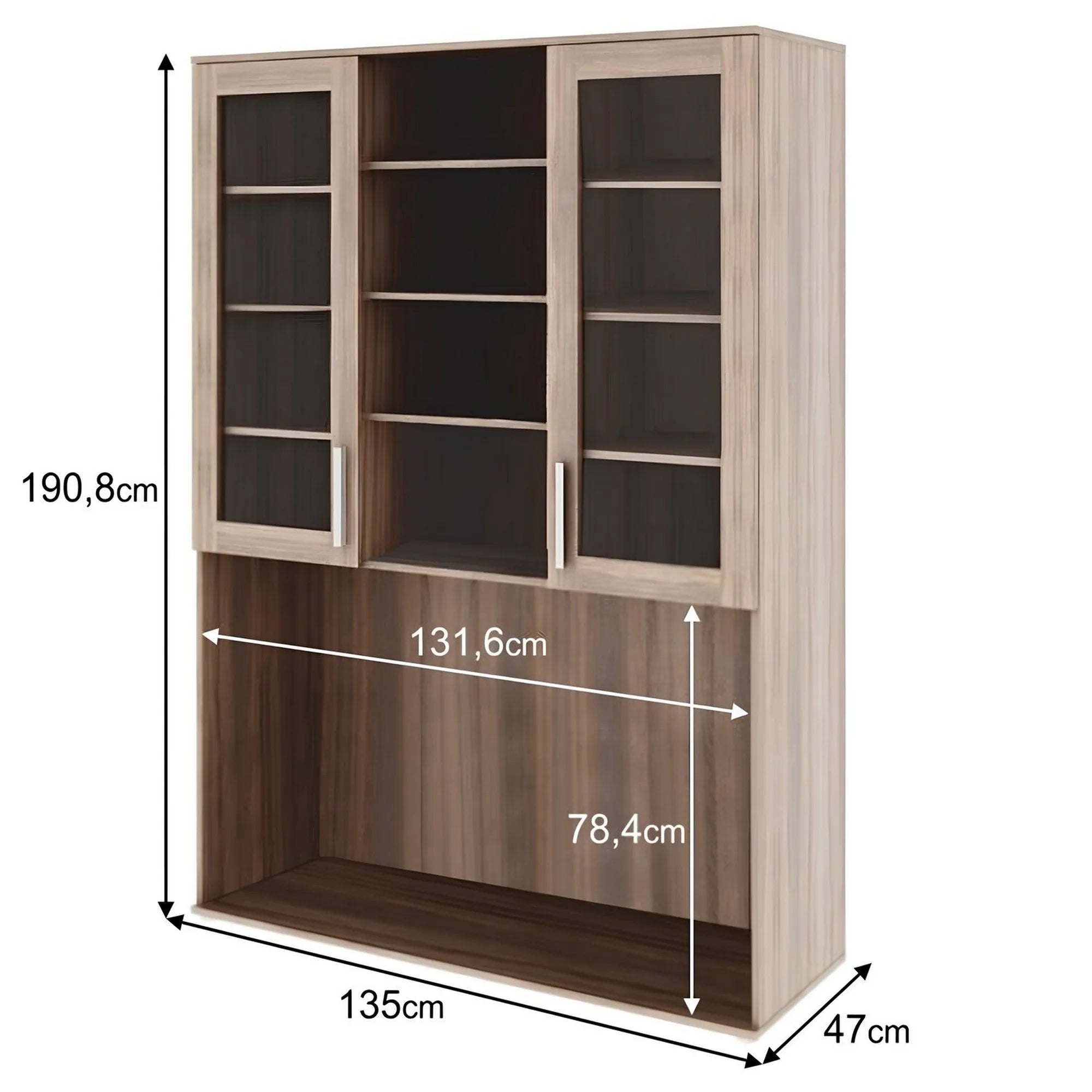 Dulap DUNAJ TIPUL6, stejar sonoma, PAL melaminat/metal, cu 2 usi, 135x47x191 cm