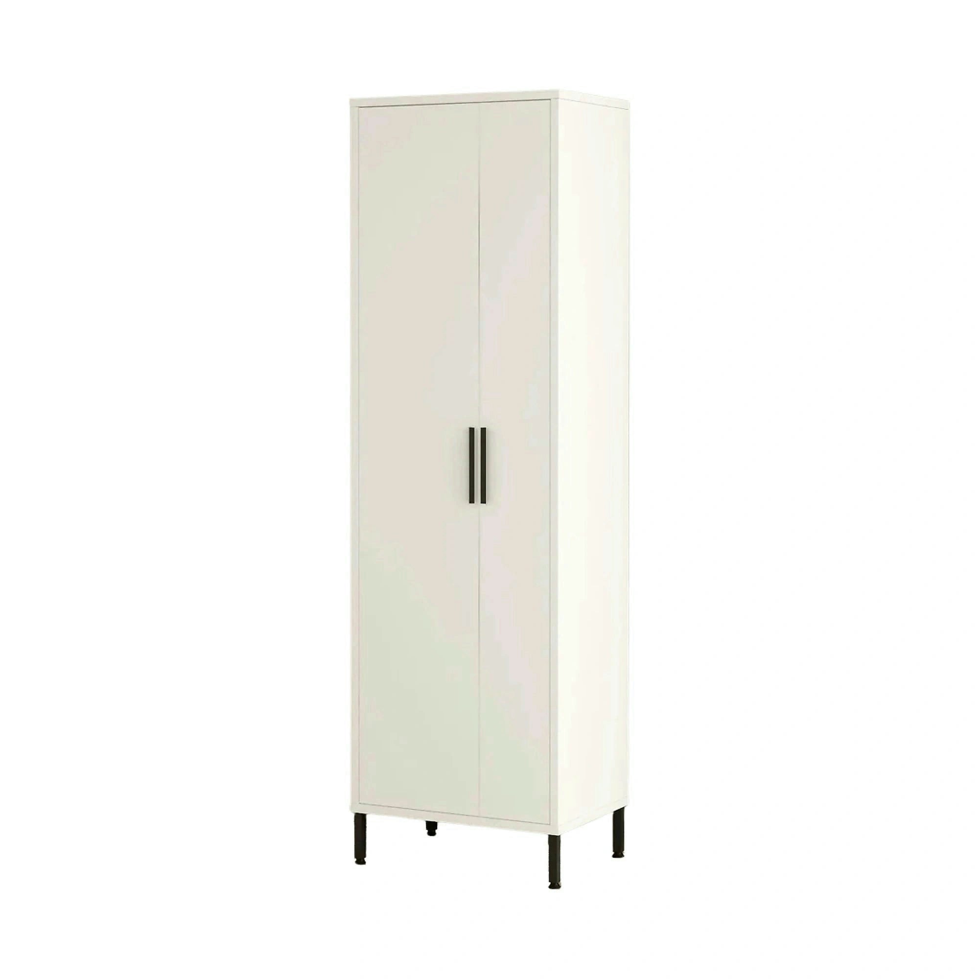 Dulap DY1-W, alb/negru, PAL melaminat, cu 2 usi, 50x36x165 cm