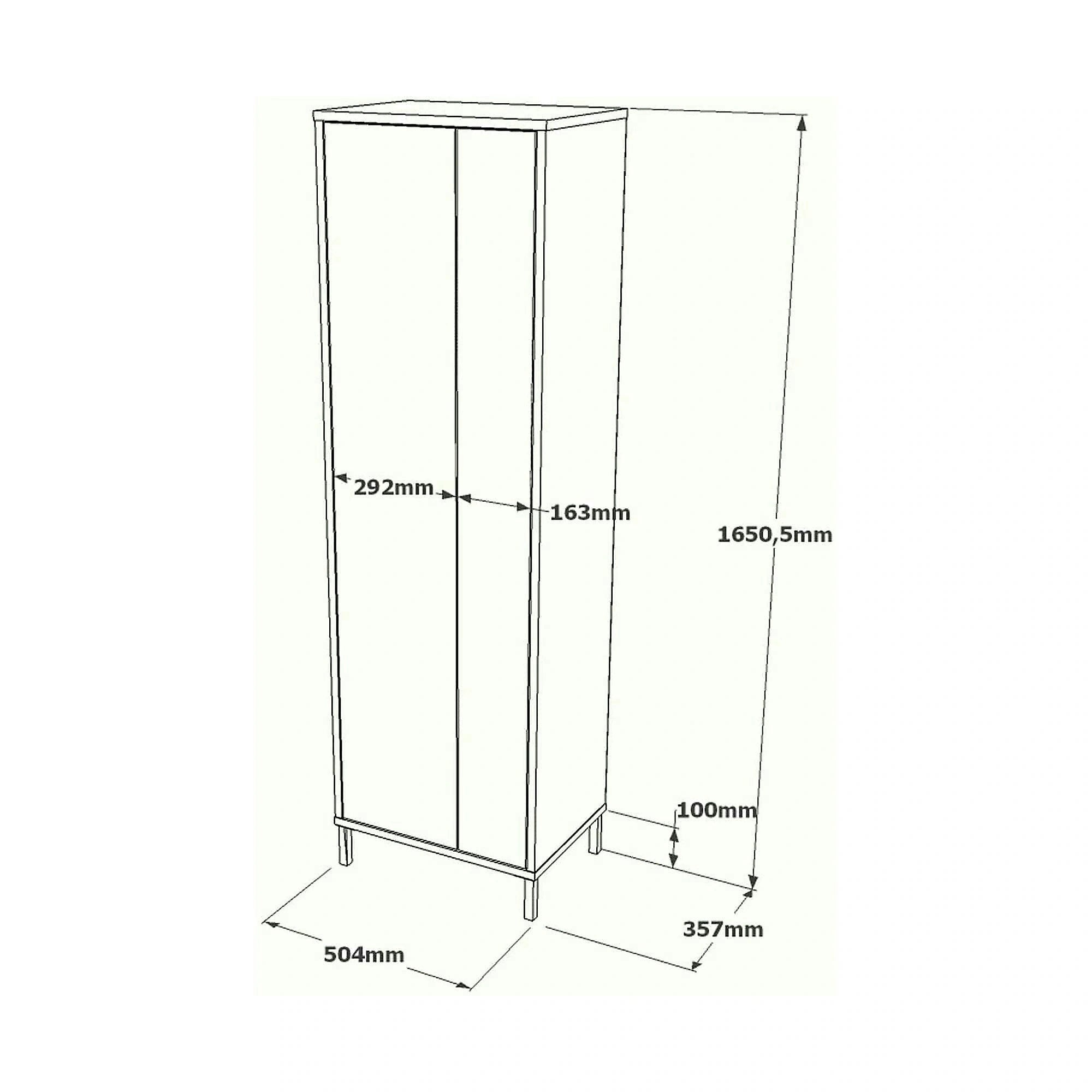 Dulap DY1-WK, alb/stejar, PAL melaminat, cu 2 usi, 50x36x165 cm