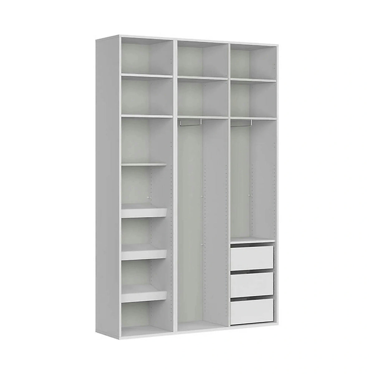 Dulap FLEX, alb/auriu, PAL, cu 3 usi si oglinda, 150x45x240 cm