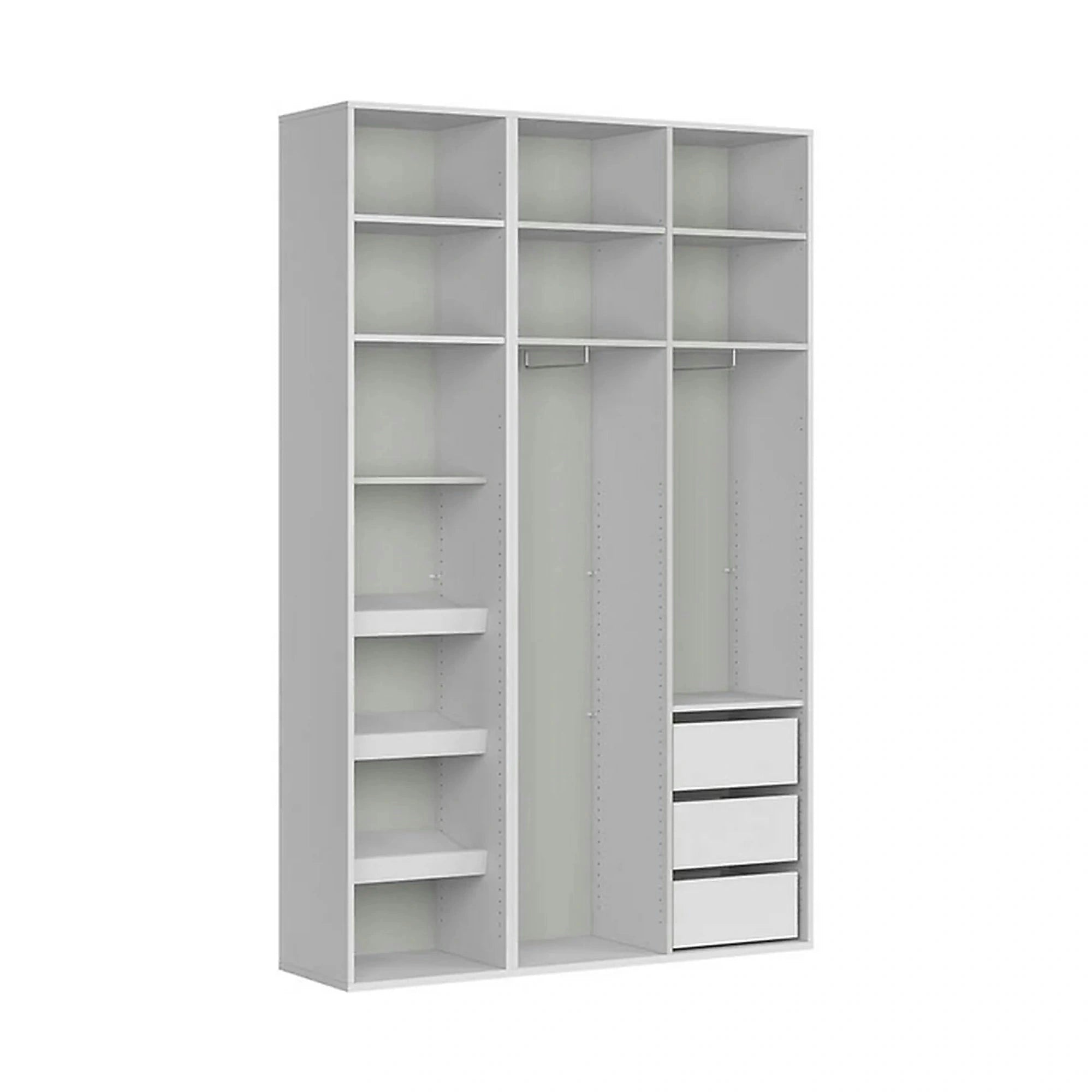 Dulap FLEX, alb/auriu, PAL, cu 3 usi si oglinda, 150x45x240 cm