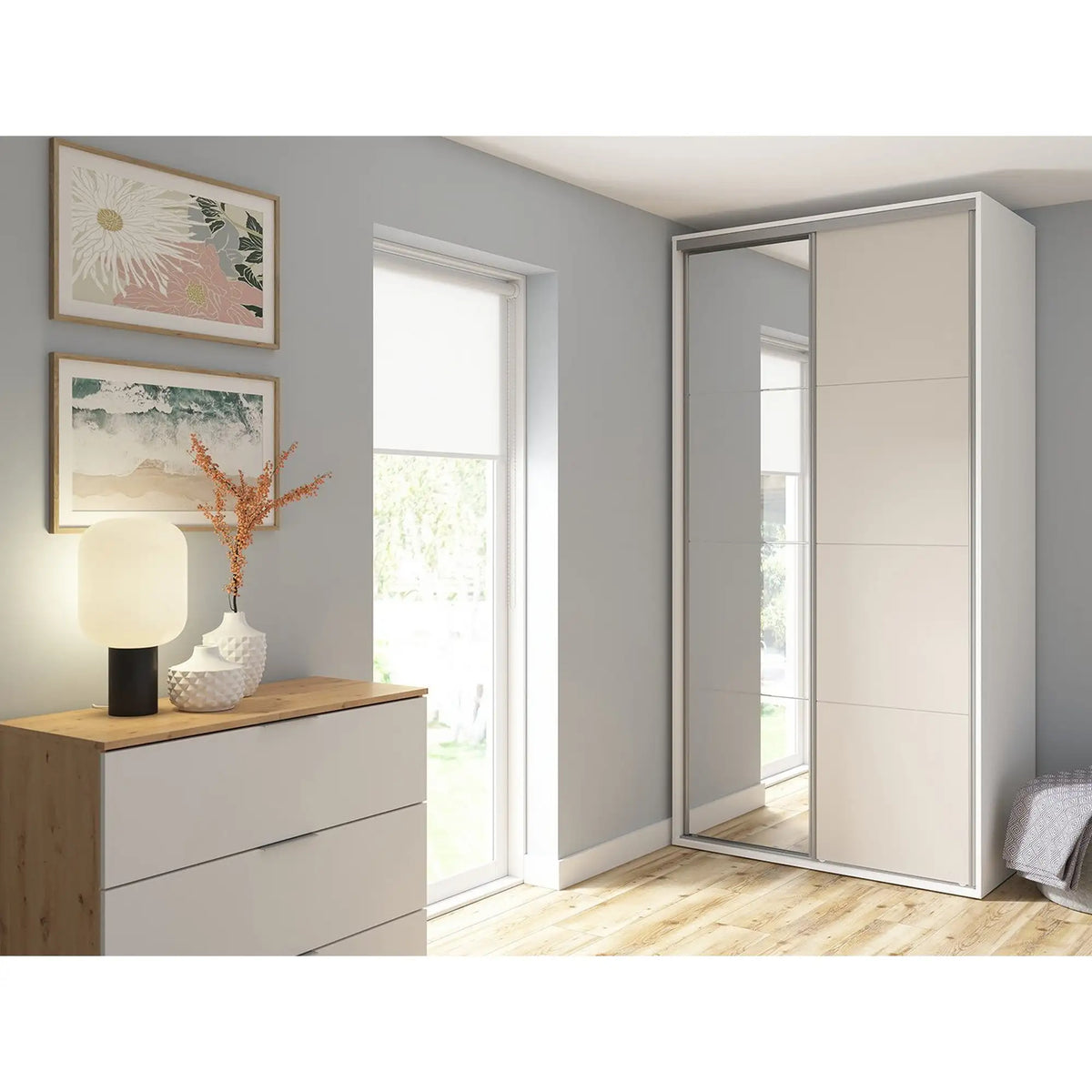 Dulap FLEX, alb/casmir, PAL, cu 2 usi, 120x66x240 cm