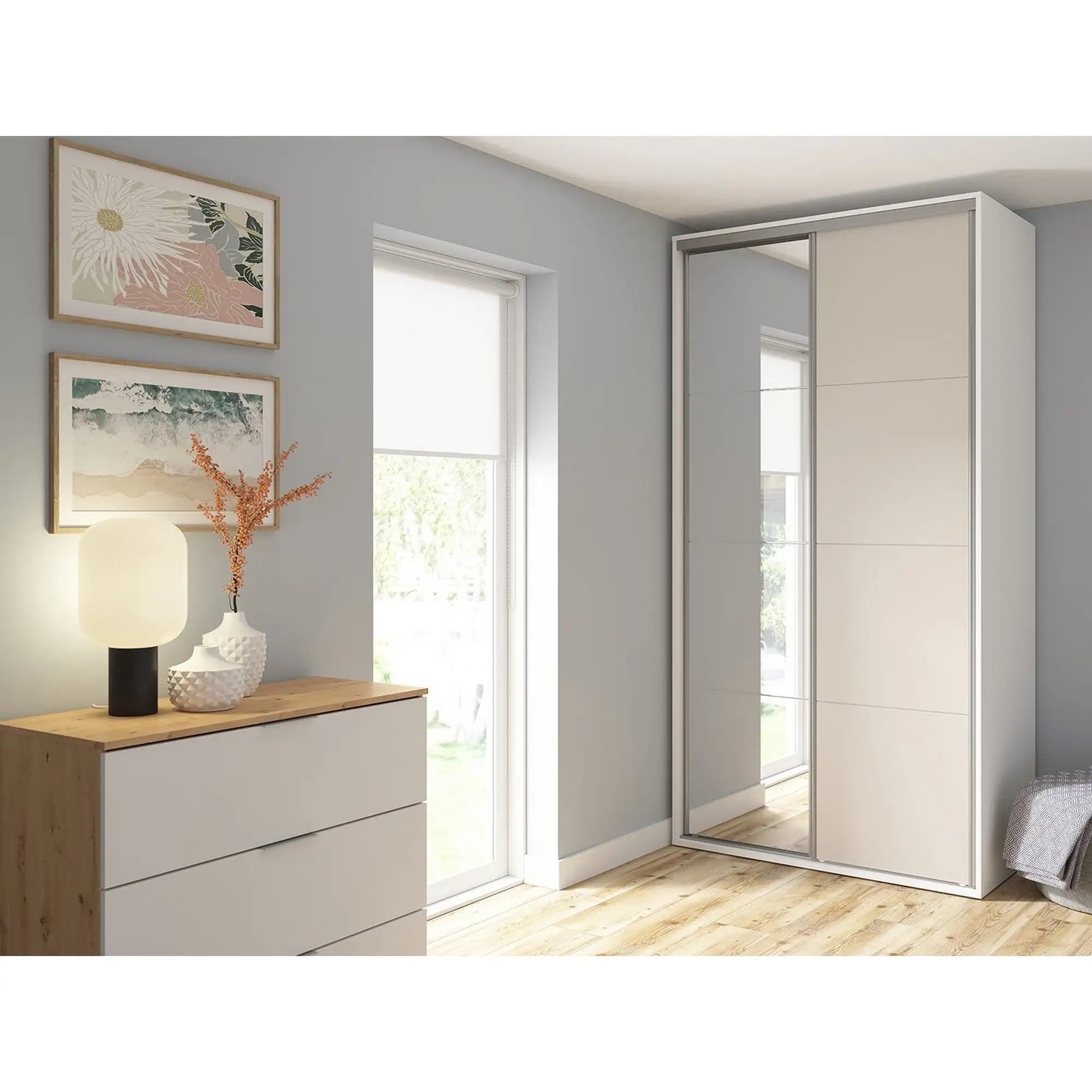 Dulap FLEX, alb/casmir, PAL, cu 2 usi, 120x66x240 cm