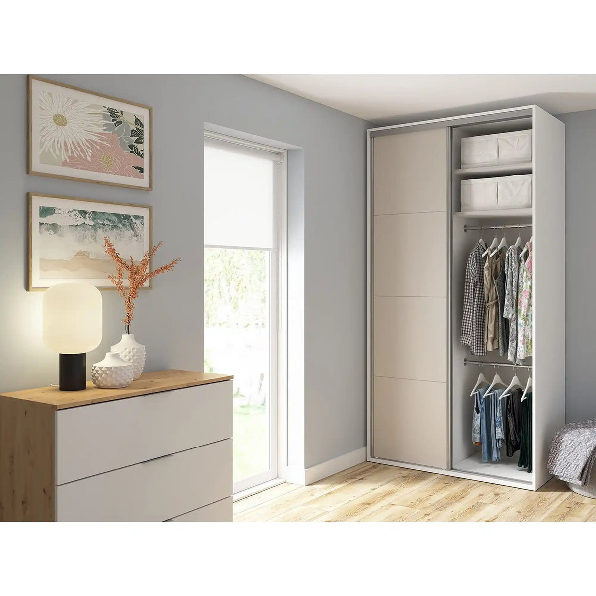 Dulap FLEX, alb/casmir, PAL, cu 2 usi, 120x66x240 cm