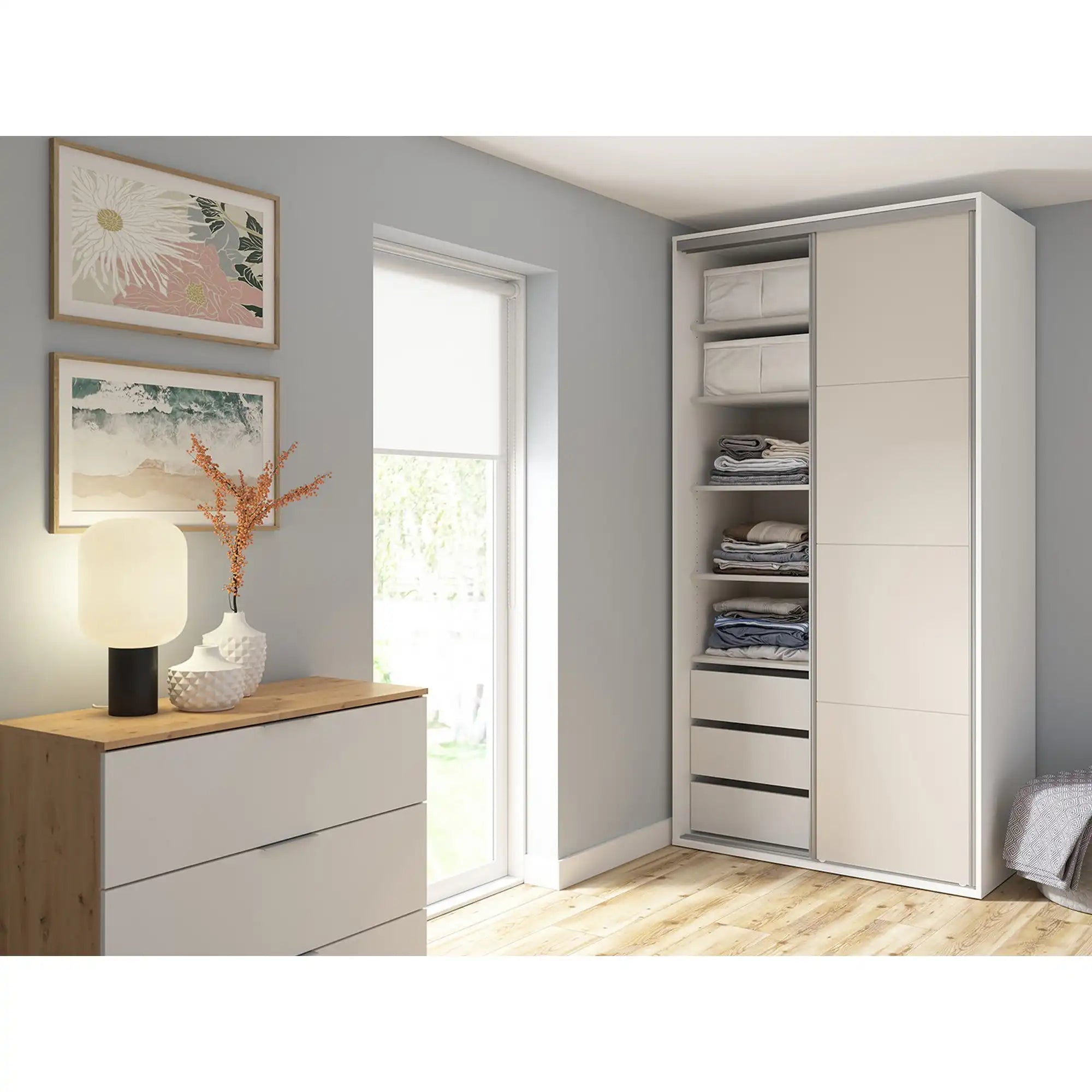 Dulap FLEX, alb/casmir, PAL, cu 2 usi, 120x66x240 cm