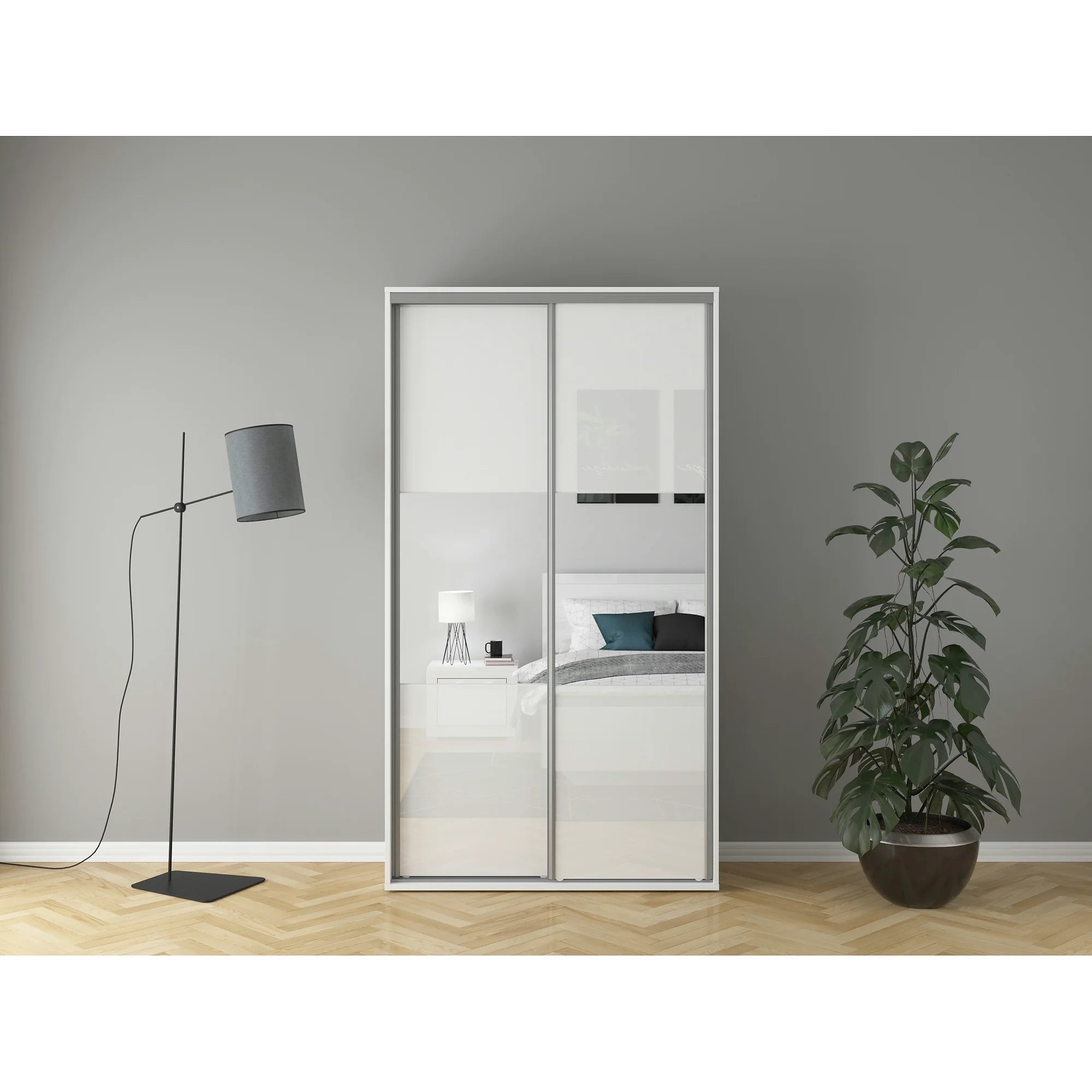 Dulap FLEX, alb lucios, PAL, cu 2 usi, 120x45x218 cm