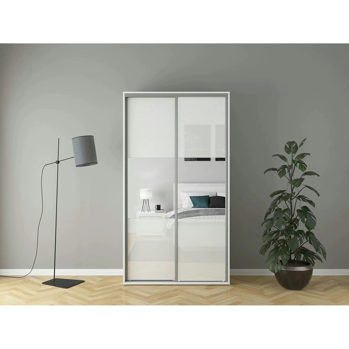 Dulap FLEX, alb lucios, PAL, cu 2 usi, 120x45x218 cm