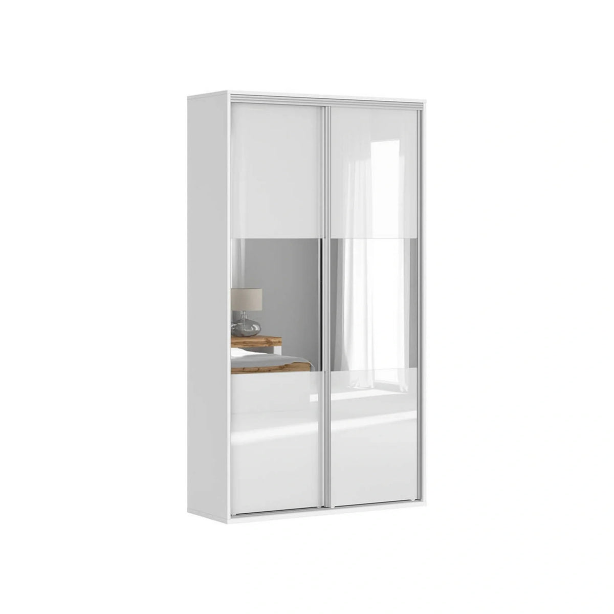 Dulap FLEX, alb lucios, PAL, cu 2 usi, 120x45x218 cm