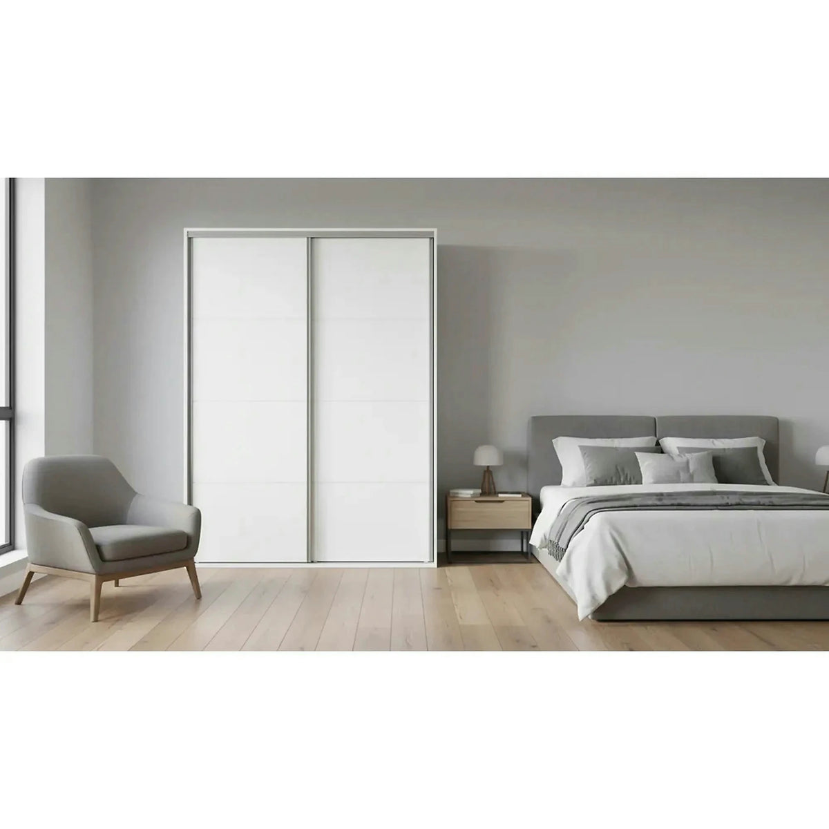 Dulap FLEX, alb, PAL, cu 2 usi, 150x45x240 cm